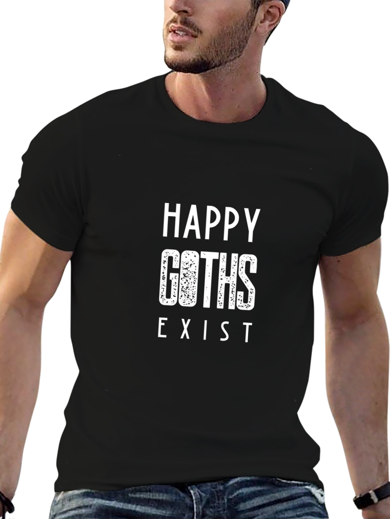 Happy Goths Exist Graphic Tee - Black Unisex T-Shirt