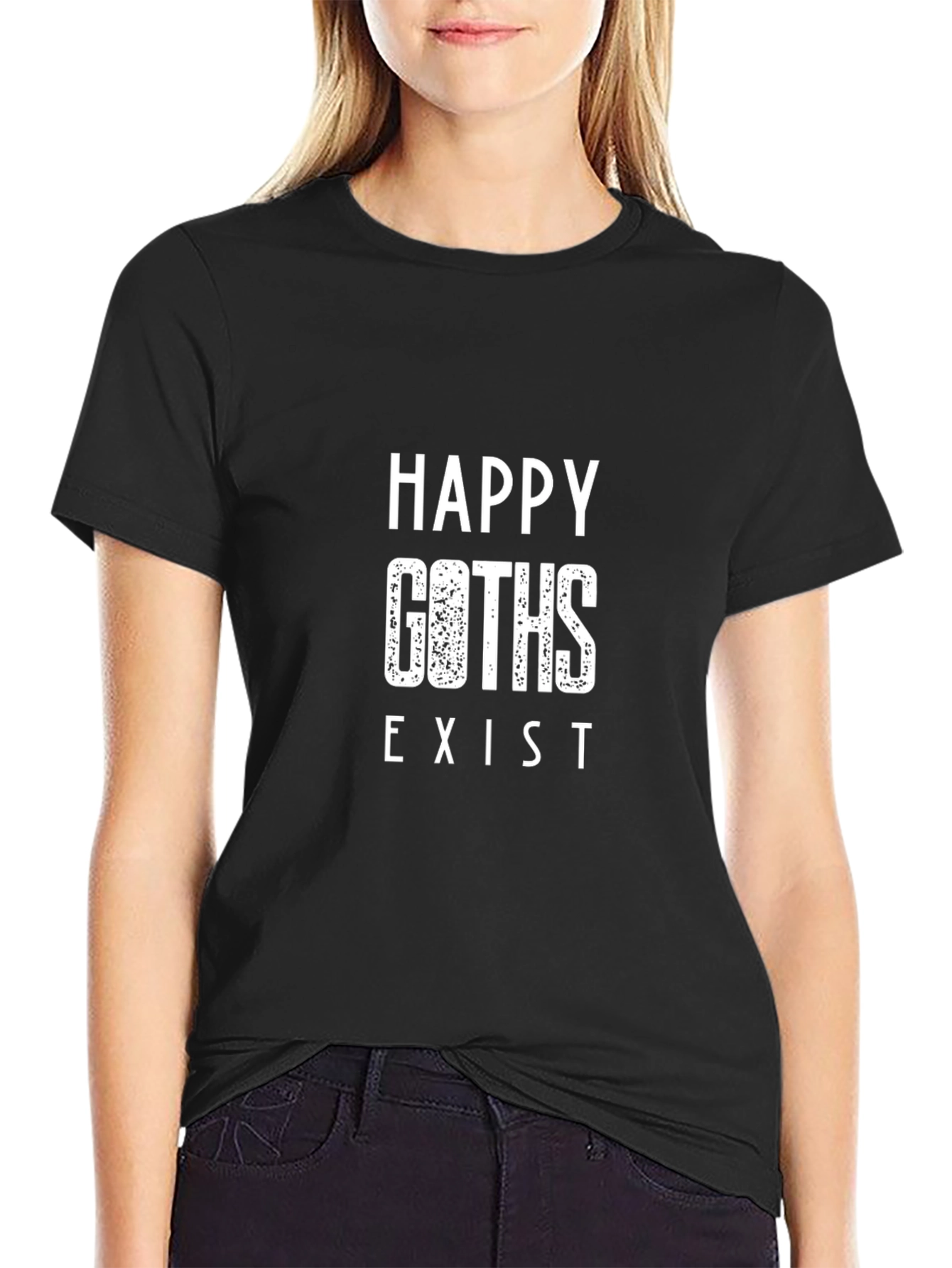 Happy Goths Exist Graphic Tee - Black Unisex T-Shirt