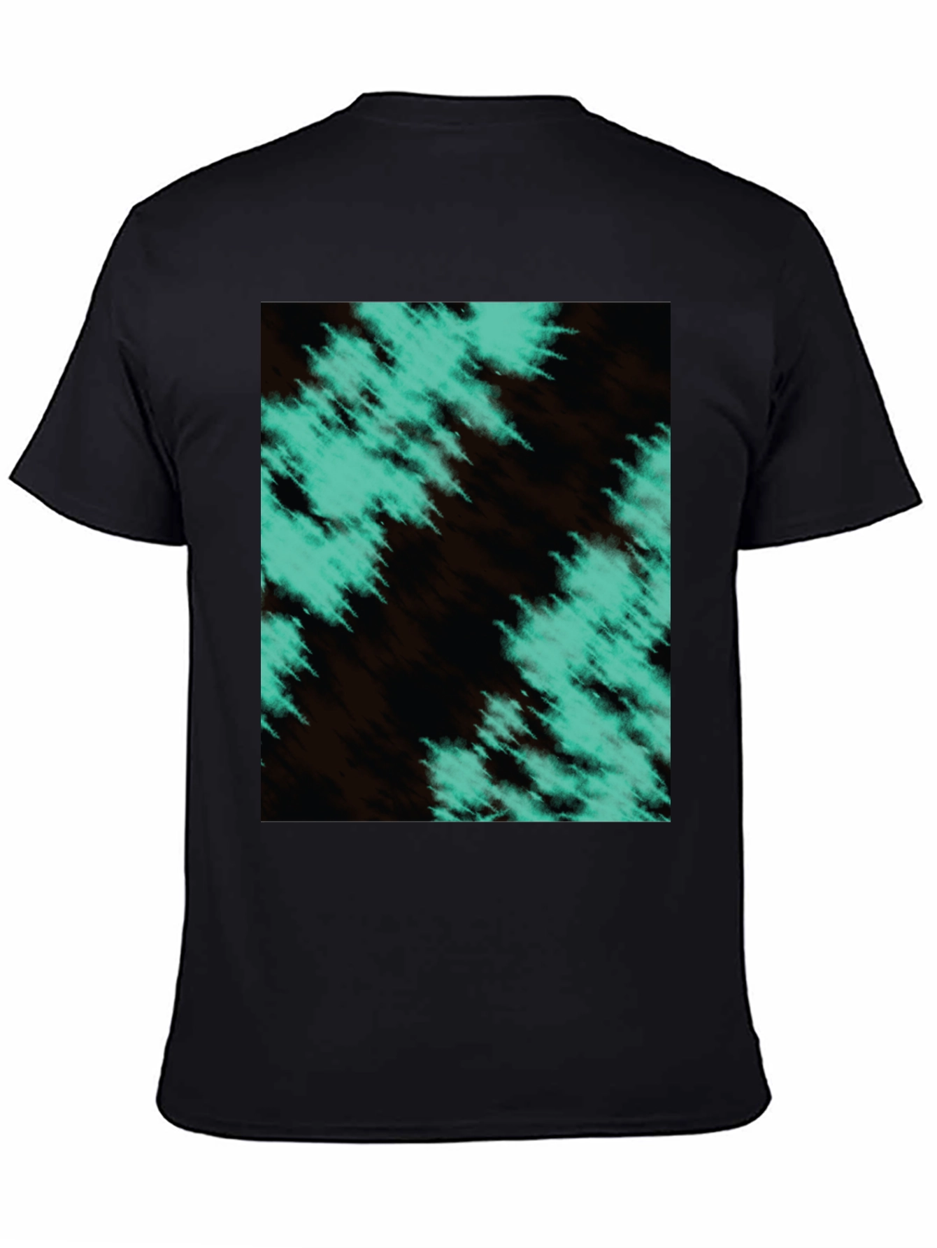 Abstract Teal Graphic Black T-Shirt