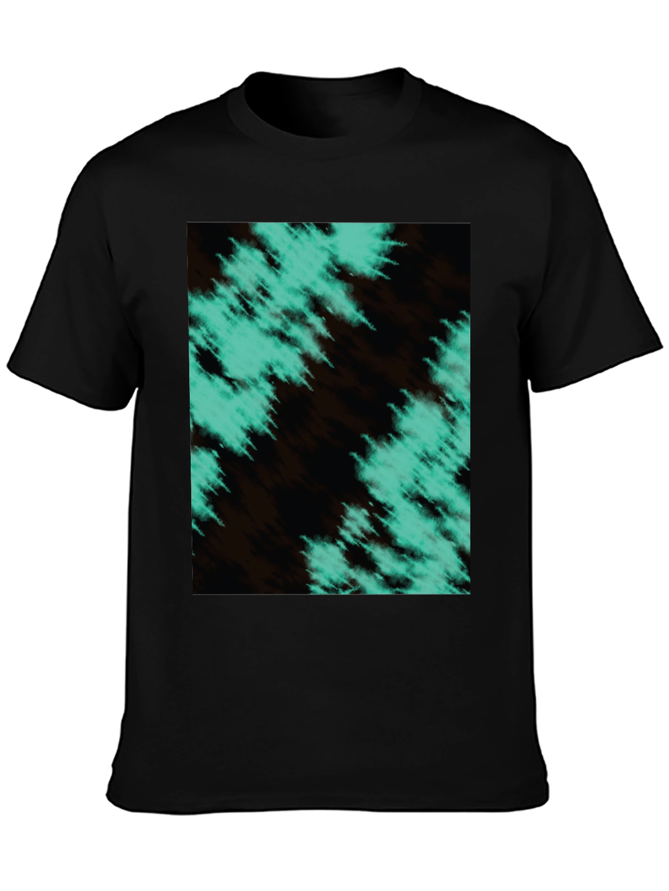 Abstract Teal Graphic Black T-Shirt