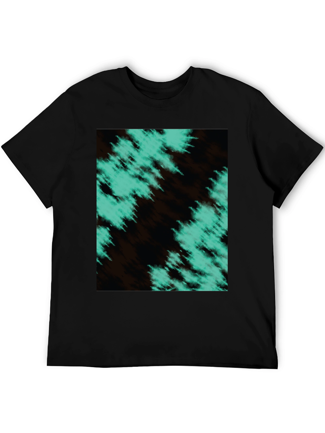 Abstract Teal Graphic Black T-Shirt