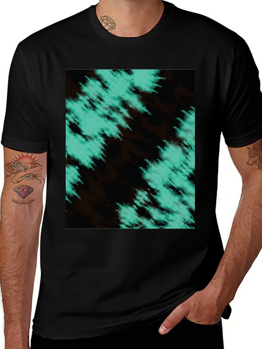 Abstract Teal Graphic Black T-Shirt