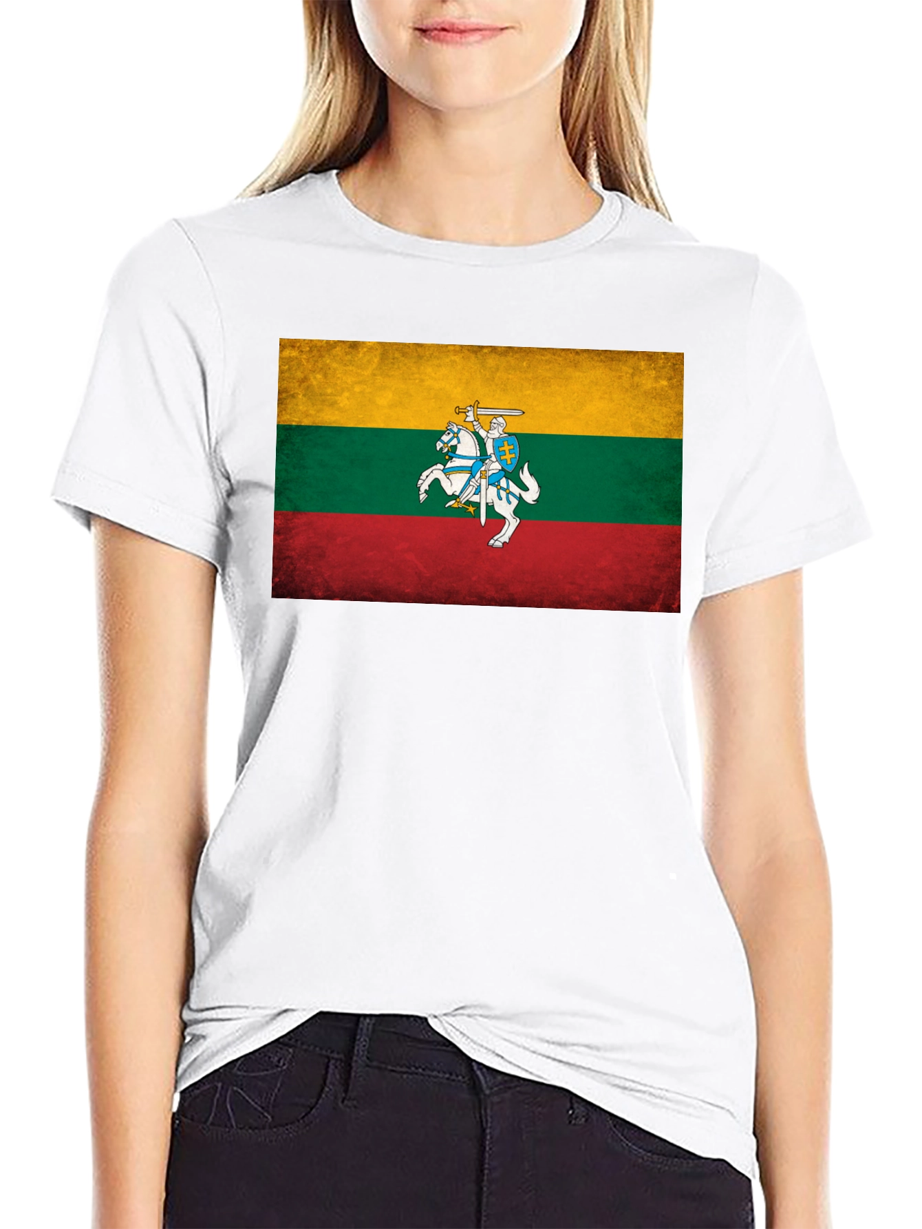 Lithuania Flag Graphic Tee - Black Casual T-Shirt