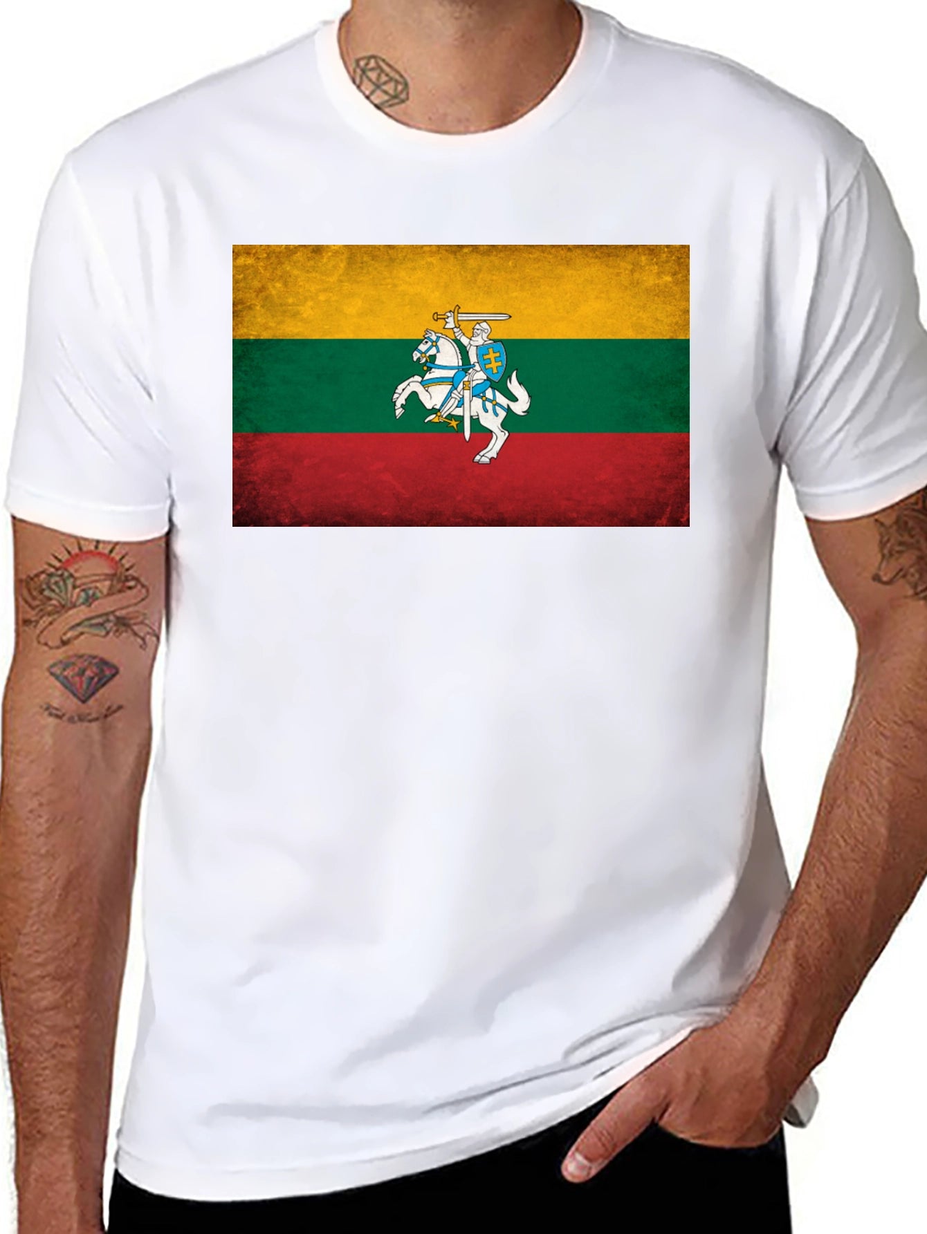 Lithuania Flag Graphic Tee - Black Casual T-Shirt