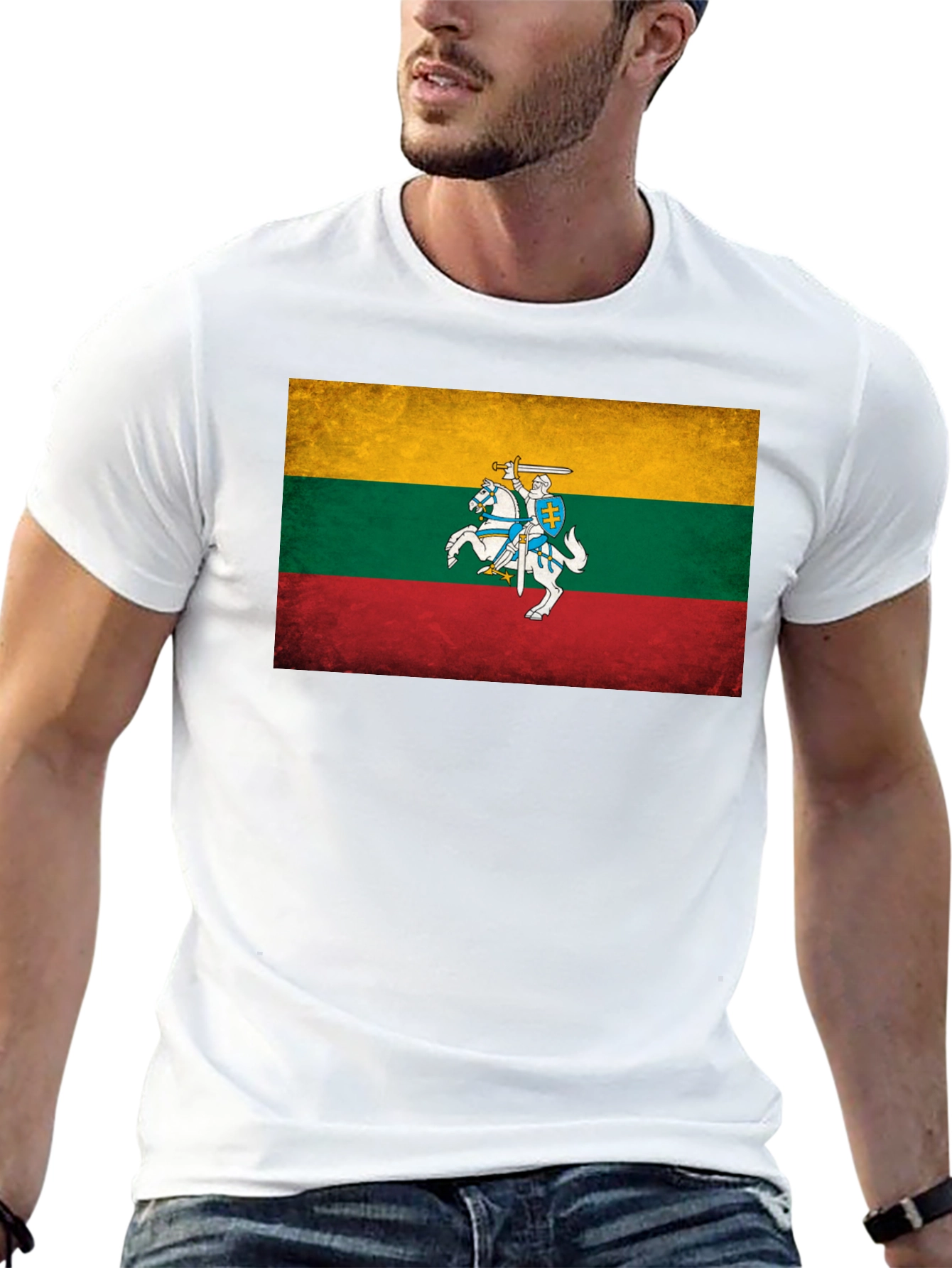 Lithuania Flag Graphic Tee - Black Casual T-Shirt