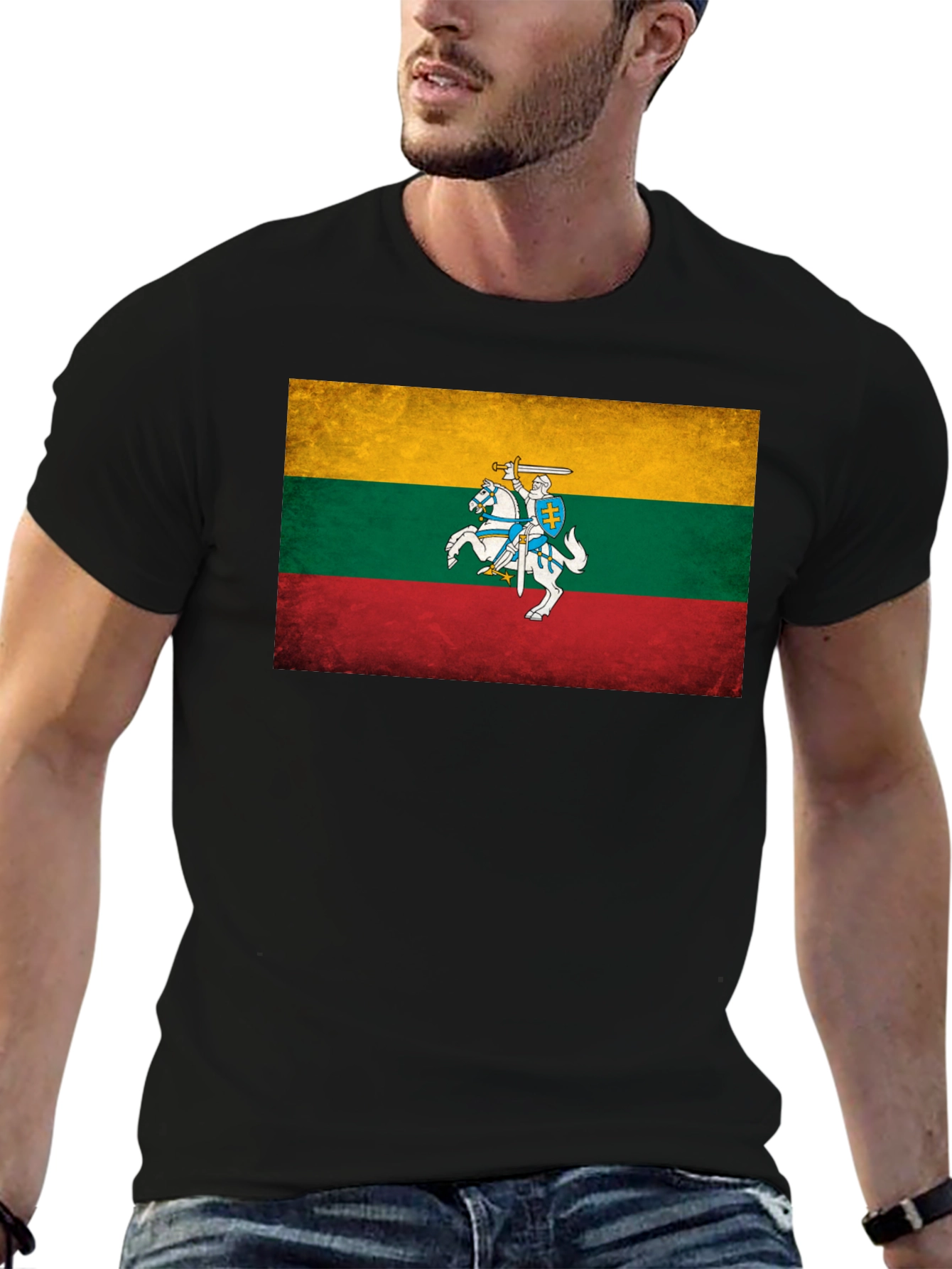 Lithuania Flag Graphic Tee - Black Casual T-Shirt