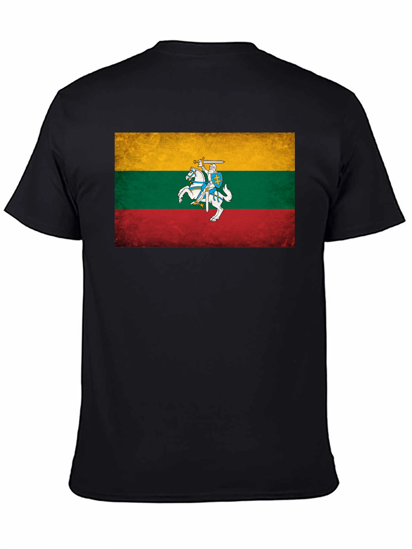 Lithuania Flag Graphic Tee - Black Casual T-Shirt