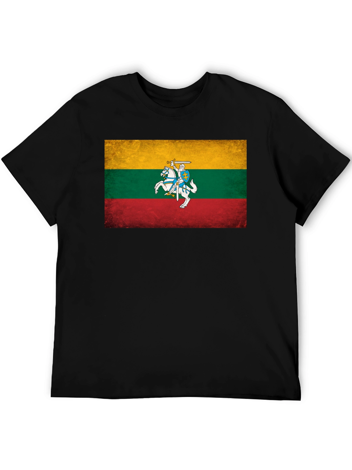 Lithuania Flag Graphic Tee - Black Casual T-Shirt
