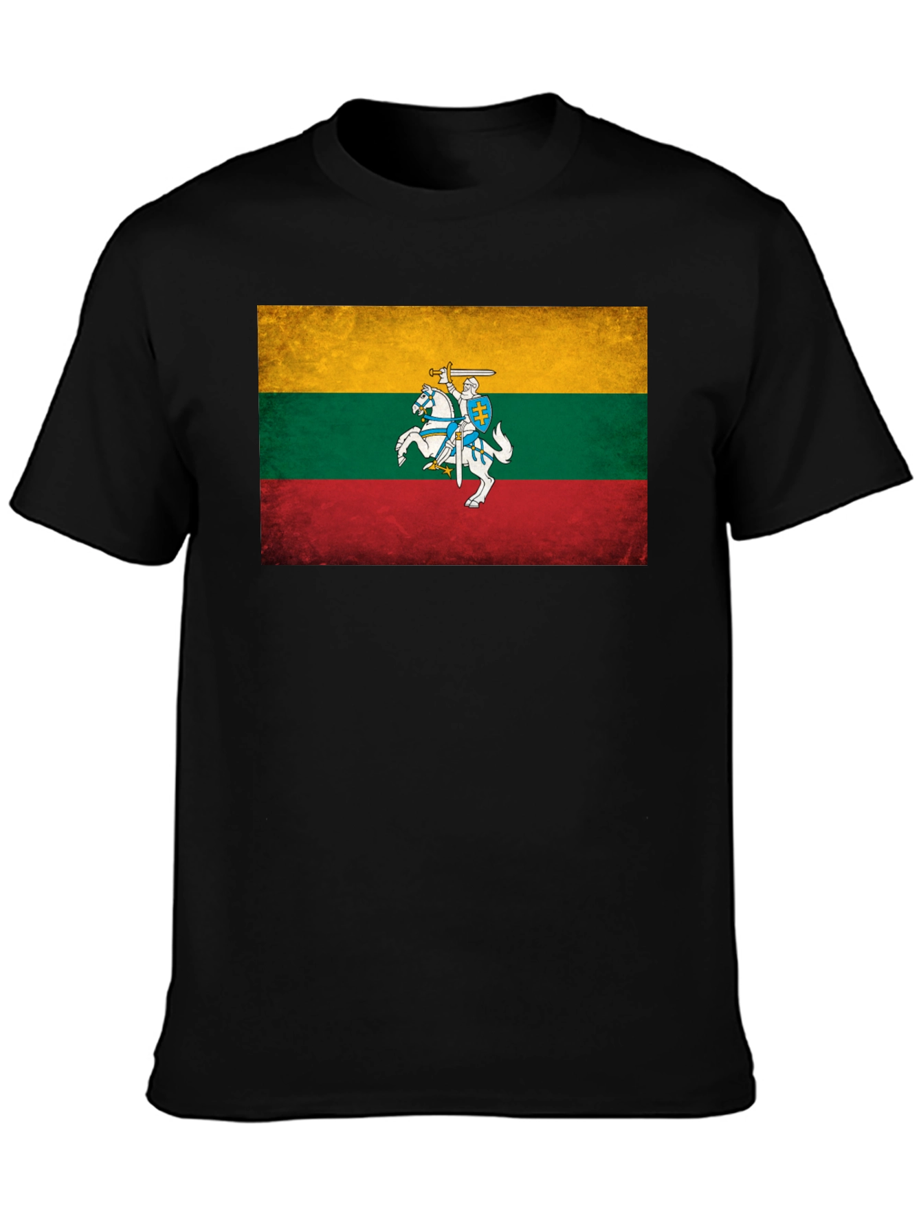 Lithuania Flag Graphic Tee - Black Casual T-Shirt