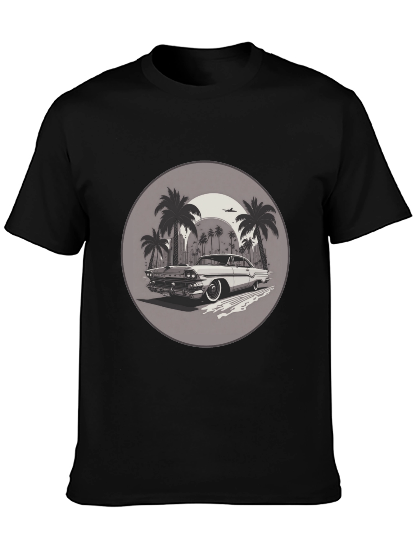 Retro Car & Palm Trees Graphic T-Shirt