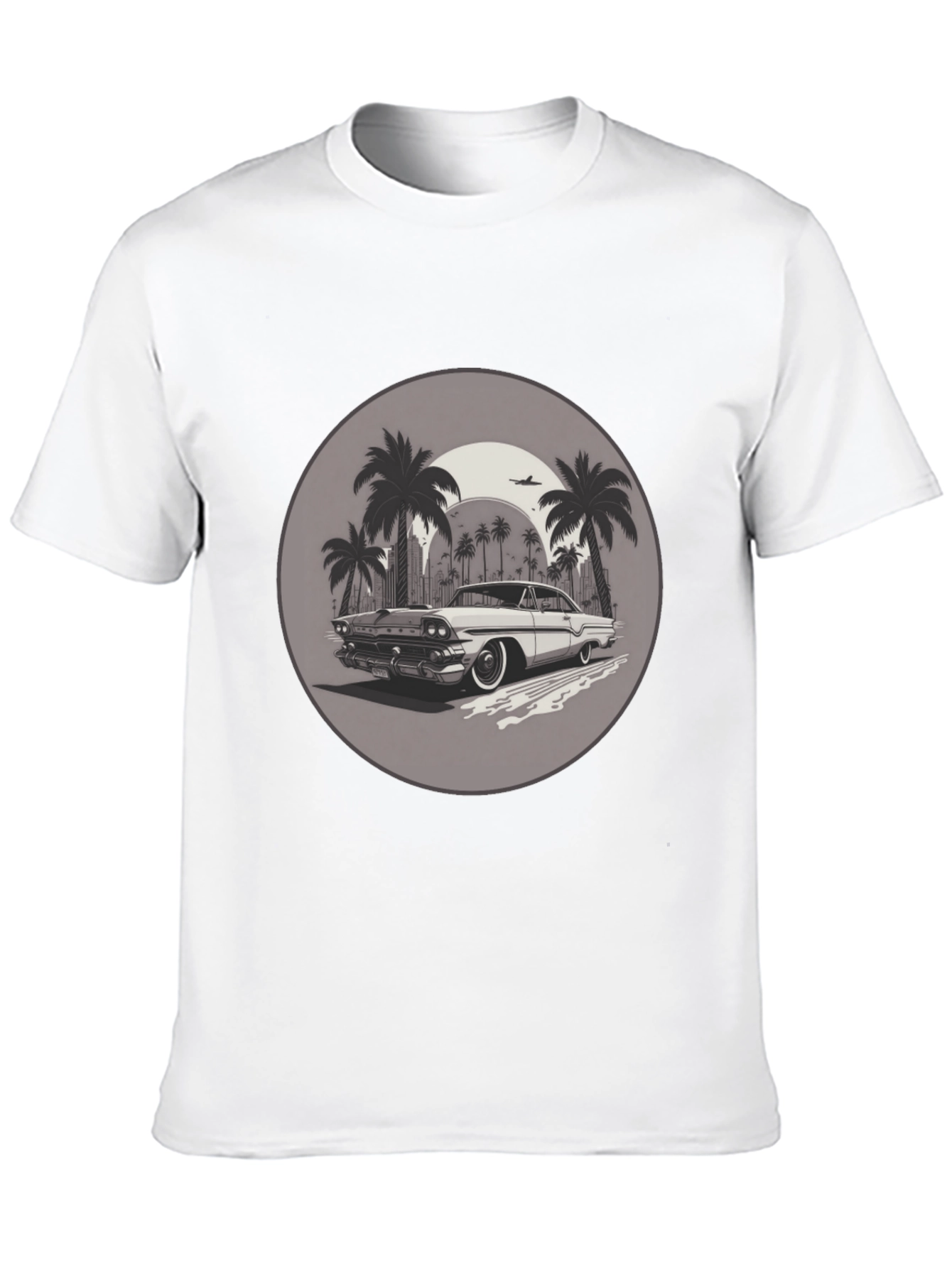 Retro Car & Palm Trees Graphic T-Shirt