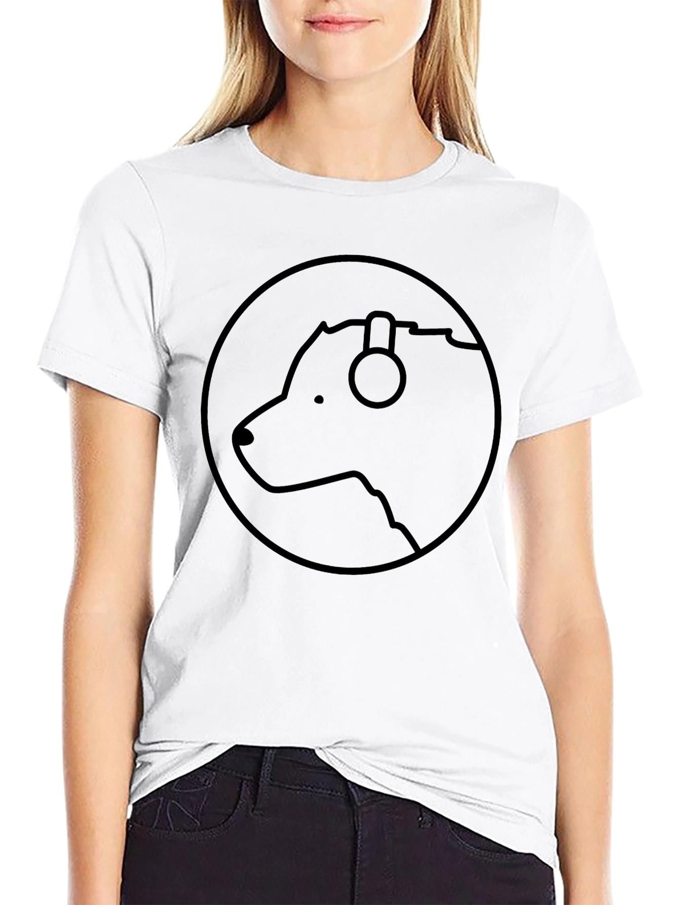 Black T-Shirt with Bear DJ Graphic