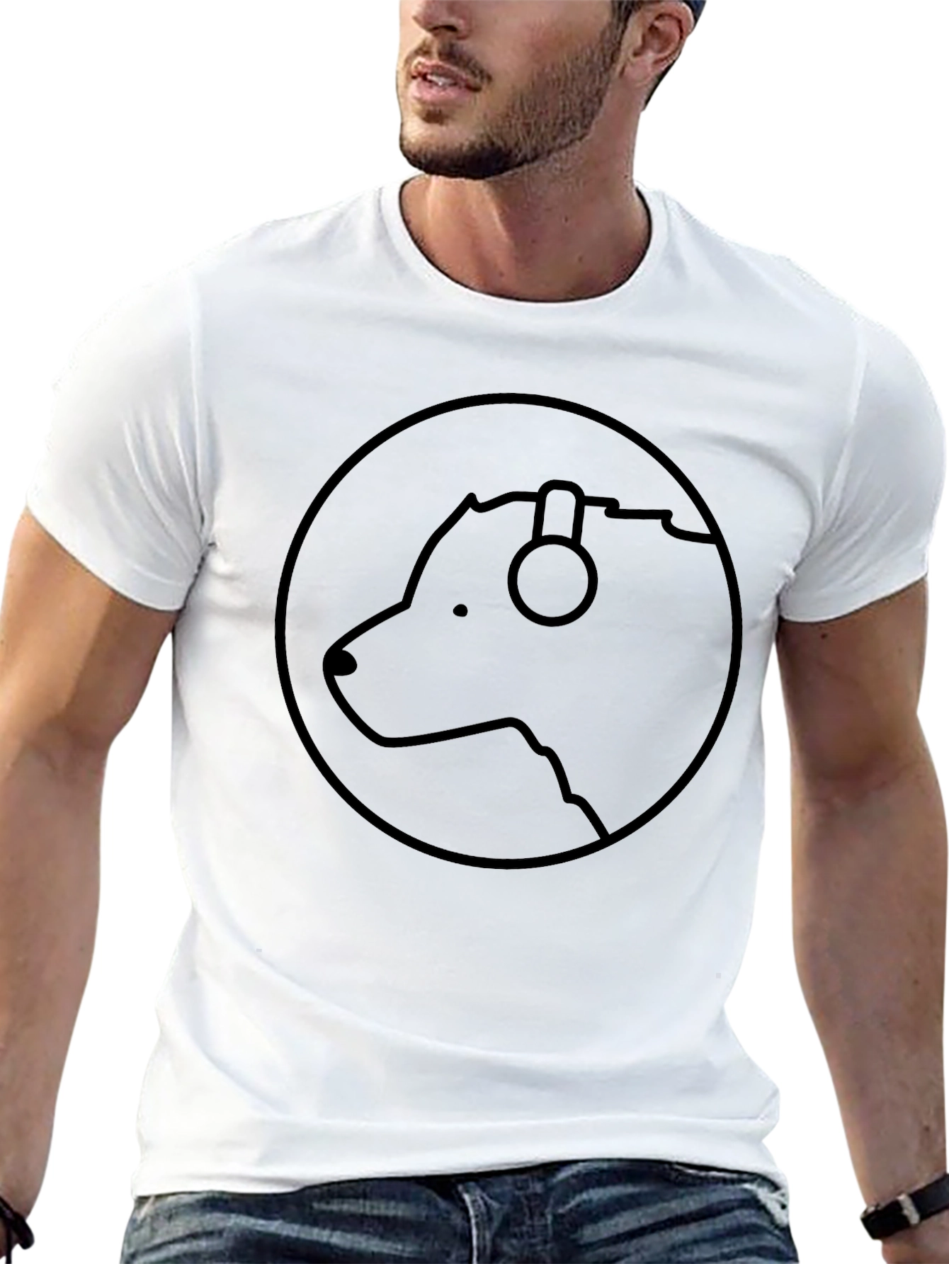 Black T-Shirt with Bear DJ Graphic