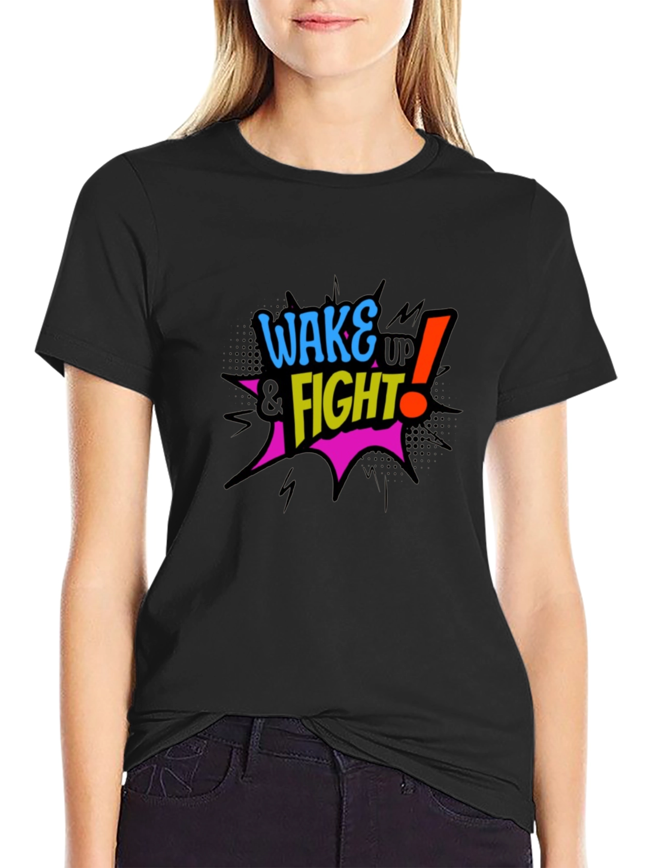Wake Up & Fight Graphic Black T-Shirt