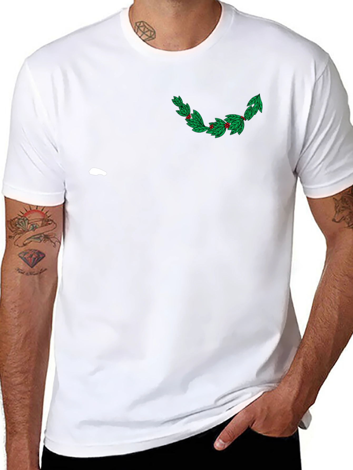 Festive Holly Graphic Tee - Black