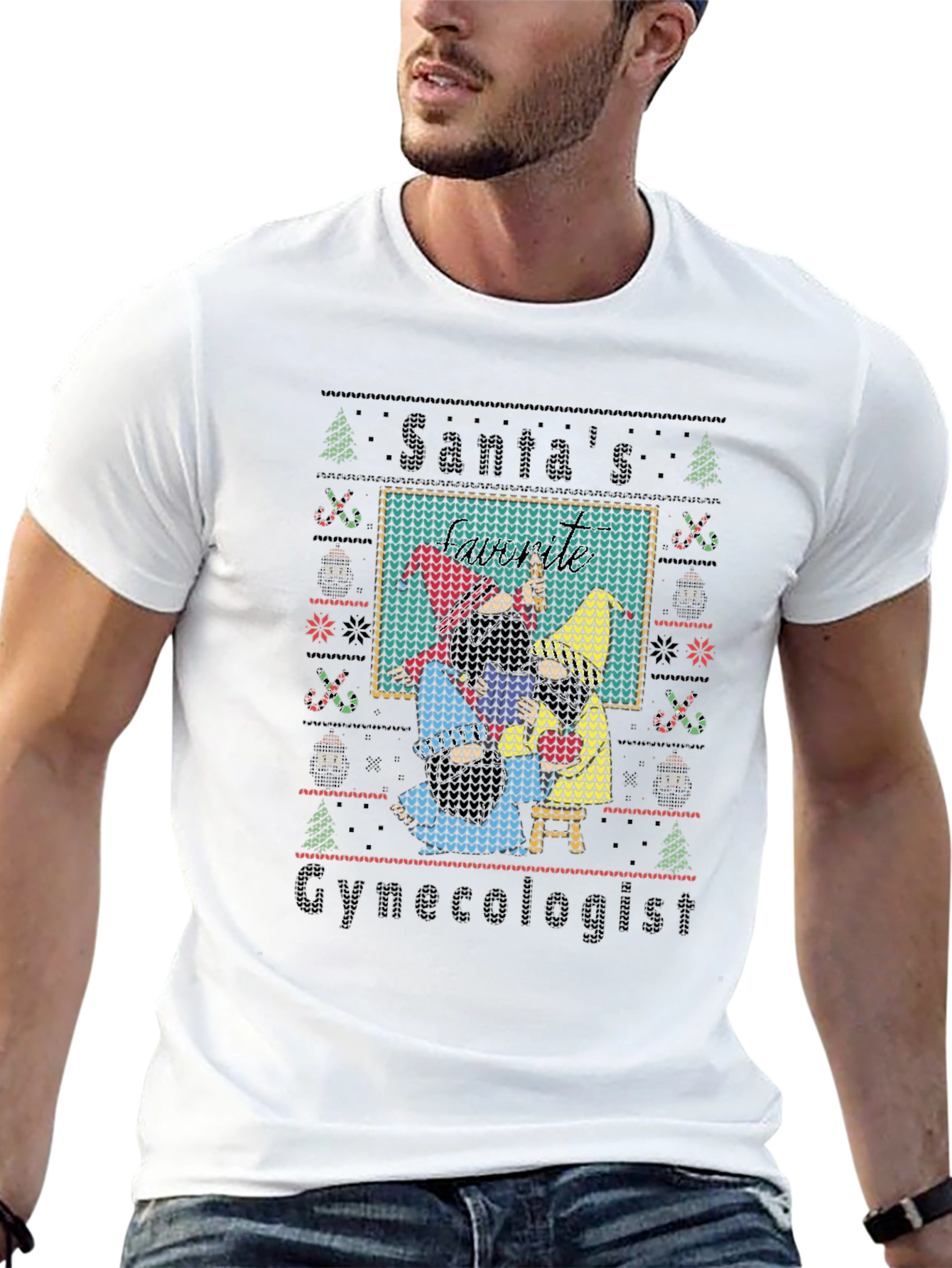 Santas Gynecologist Ugly Christmas Sweater T-Shirt