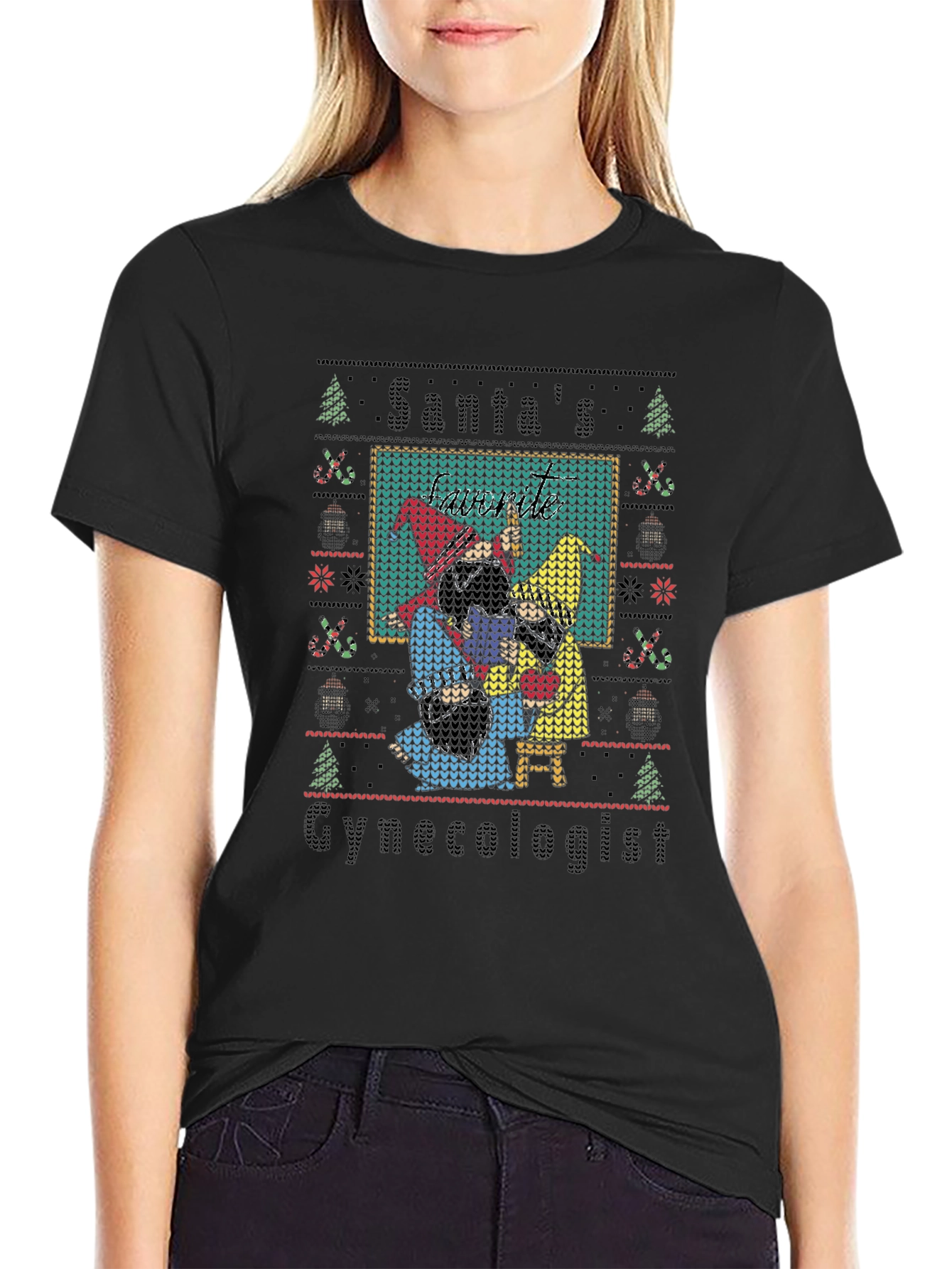 Santas Gynecologist Ugly Christmas Sweater T-Shirt