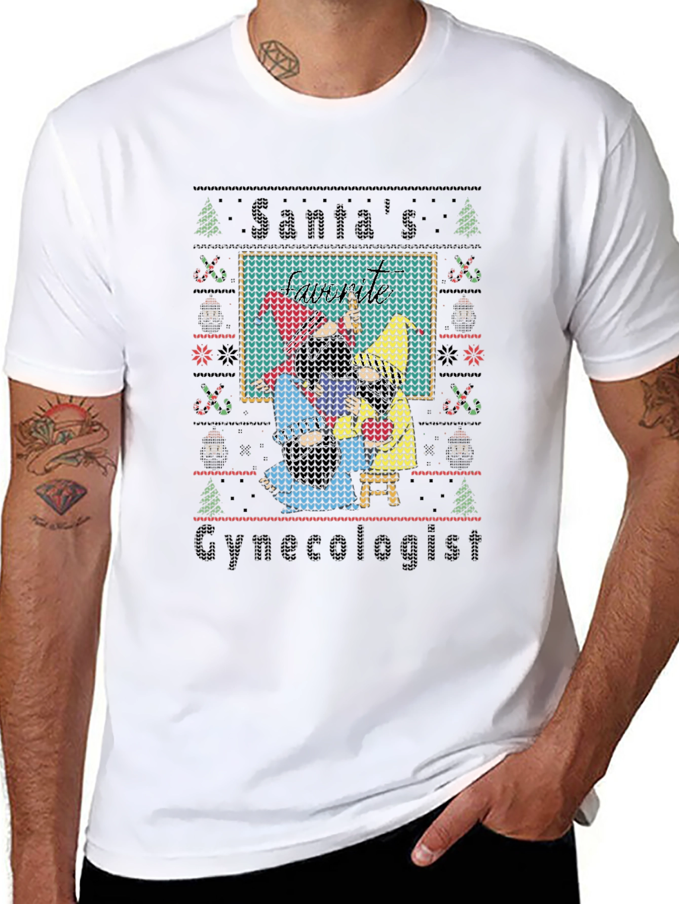 Santas Gynecologist Ugly Christmas Sweater T-Shirt