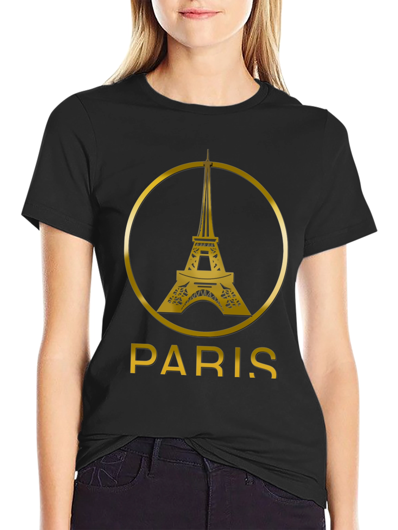 Paris Eiffel Tower Black T-Shirt