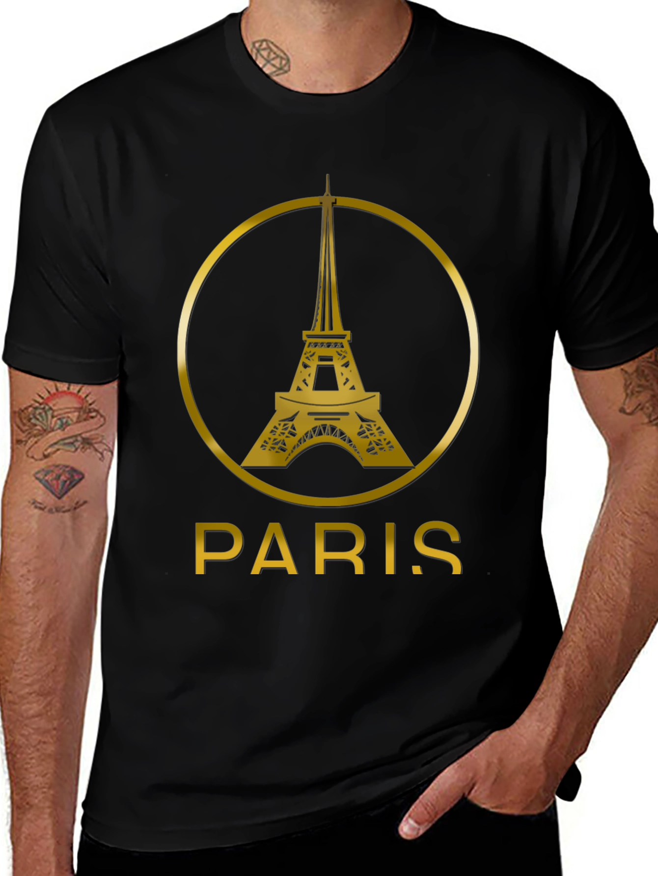 Paris Eiffel Tower Black T-Shirt