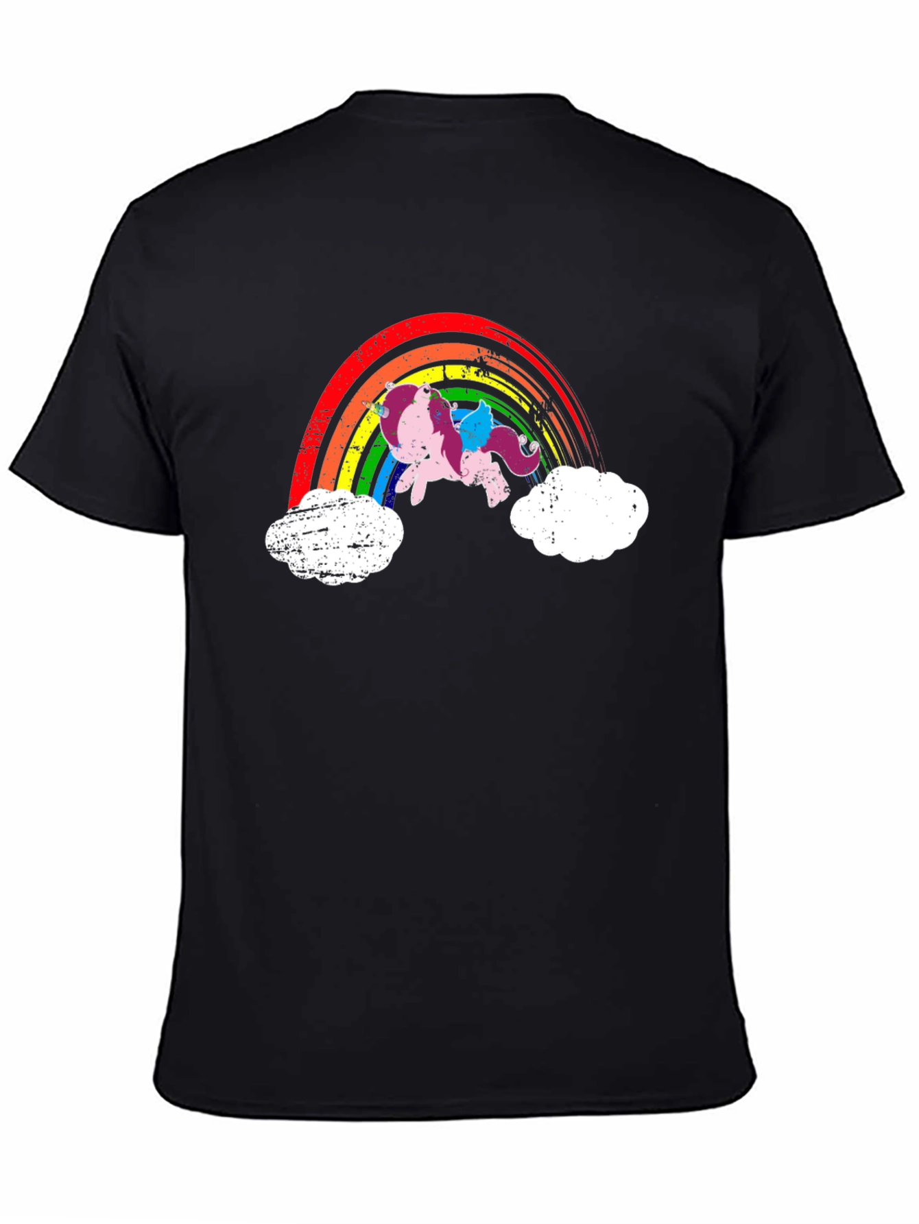 Rainbow Unicorn Black T-Shirt
