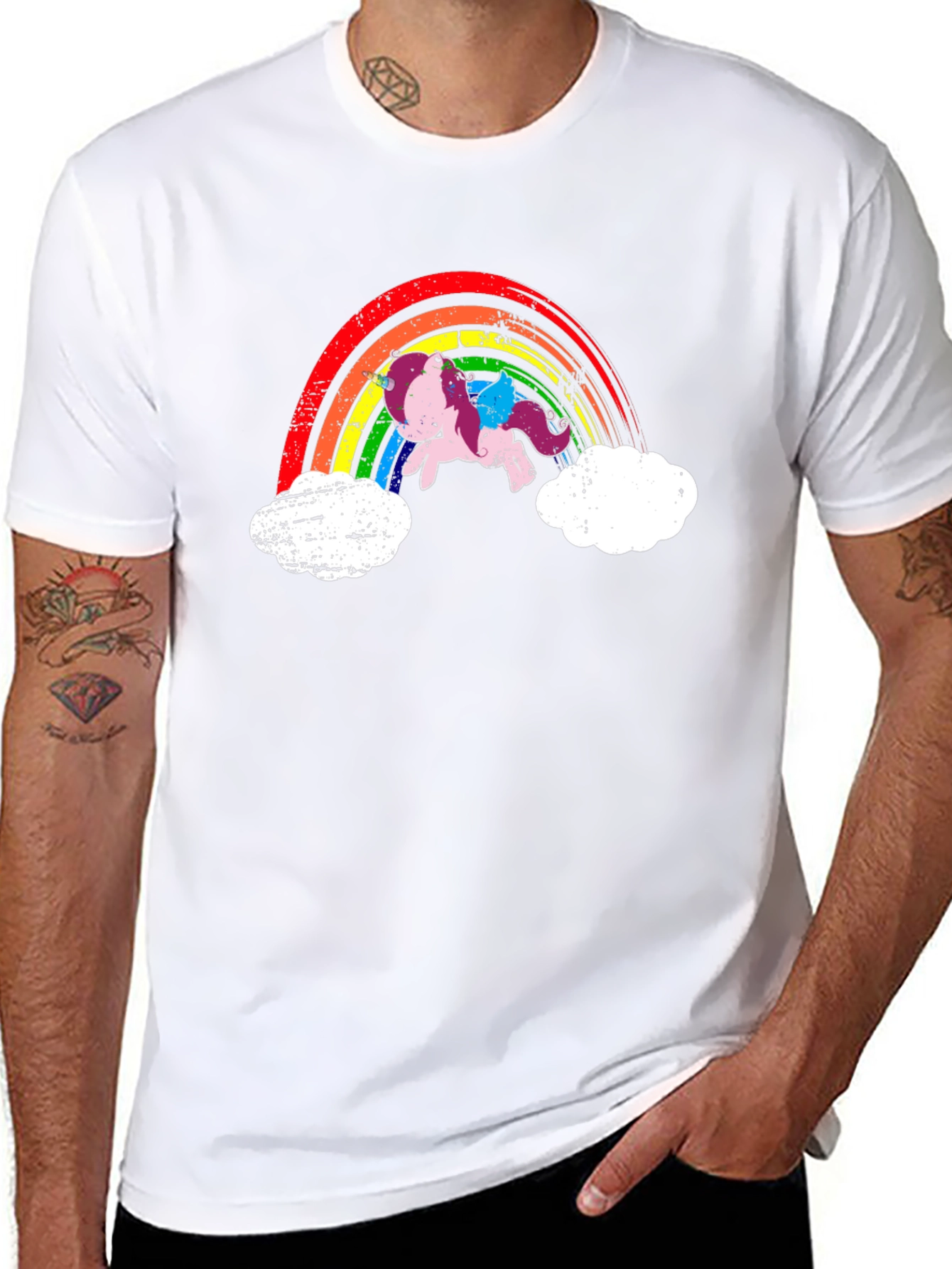 Rainbow Unicorn Black T-Shirt