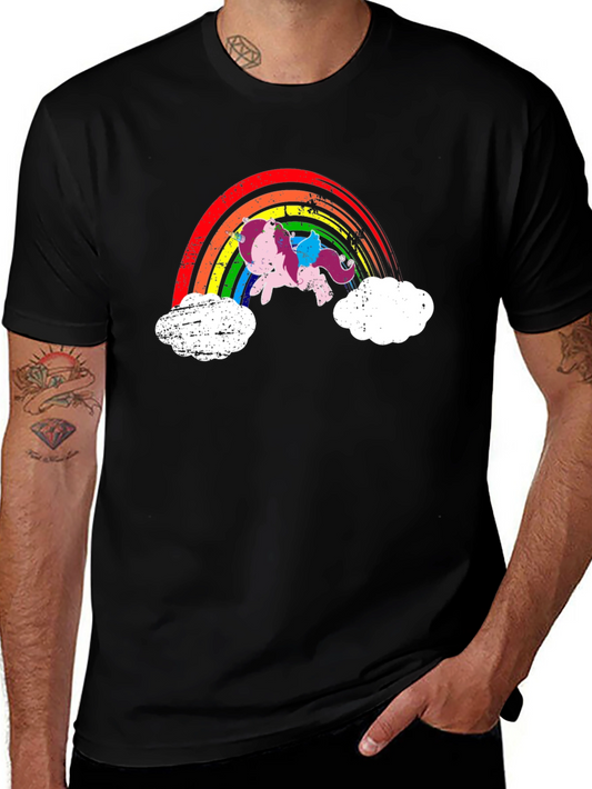 Rainbow Unicorn Black T-Shirt