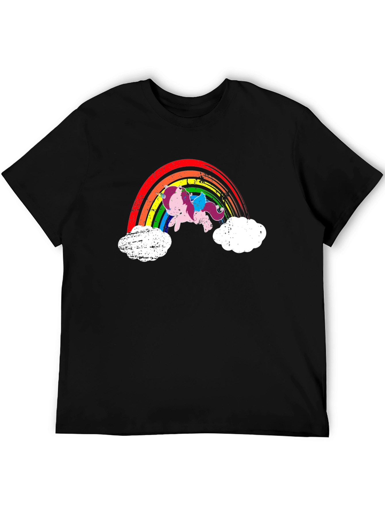 Rainbow Unicorn Black T-Shirt