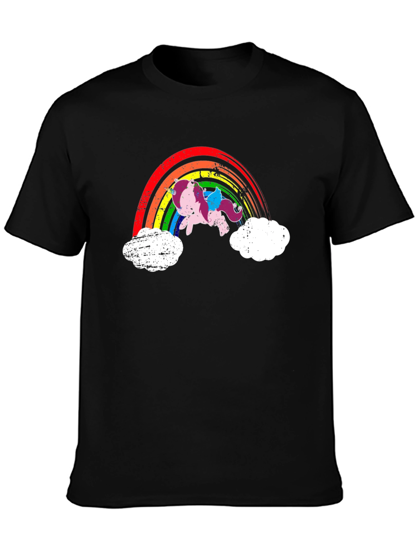 Rainbow Unicorn Black T-Shirt