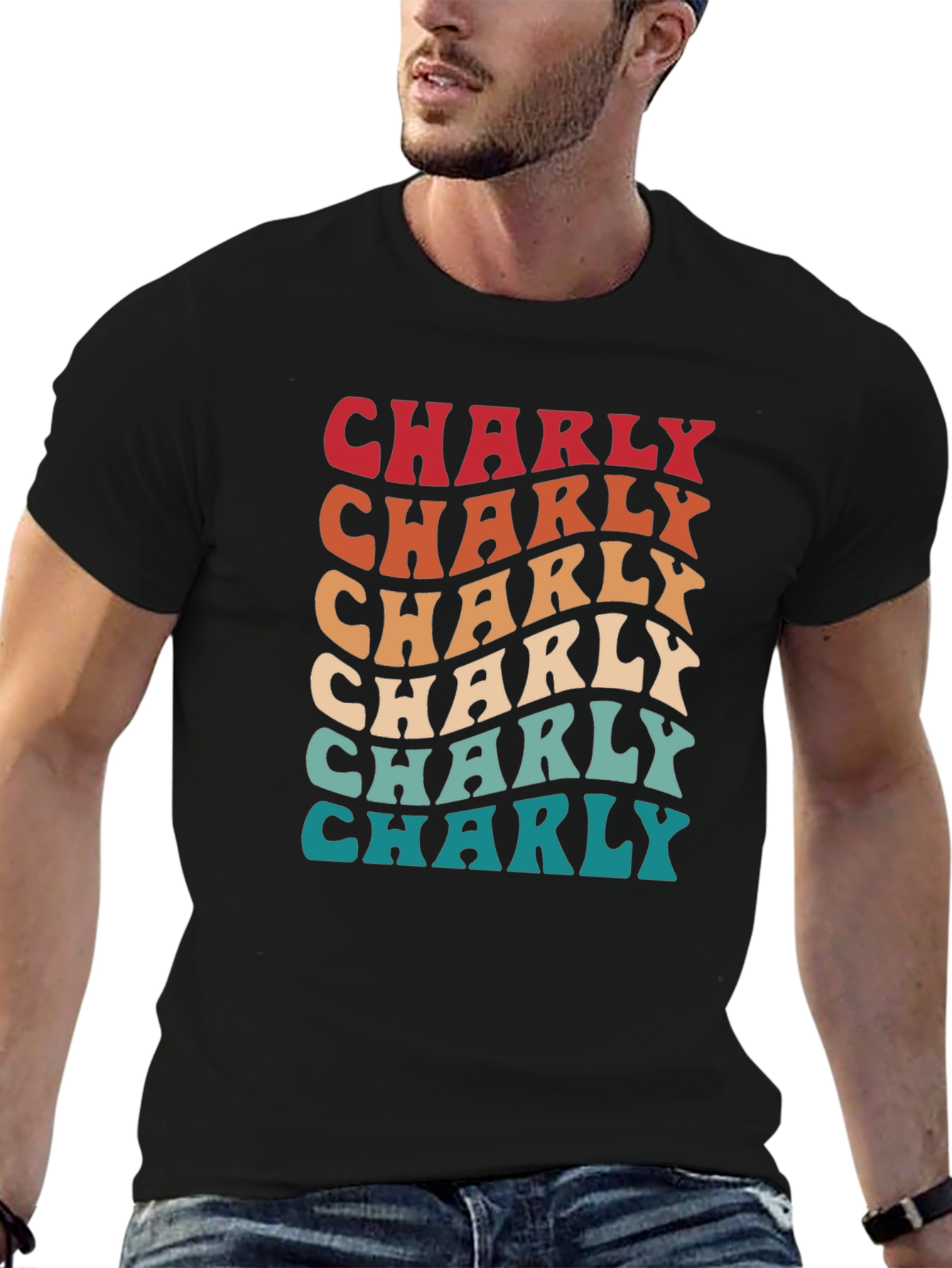 Retro Charly T-Shirt - Groovy Name Design