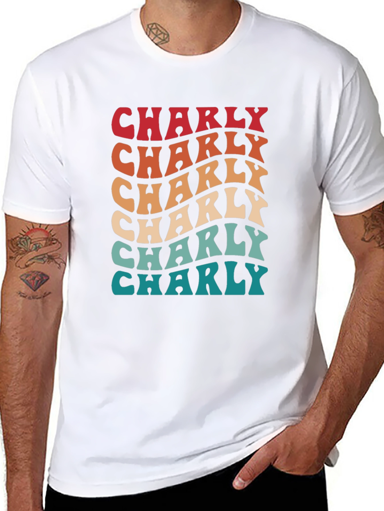 Retro Charly T-Shirt - Groovy Name Design