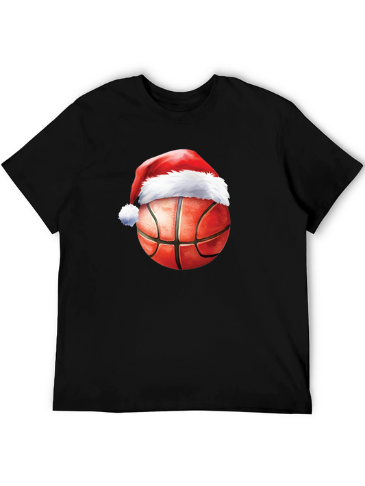 Festive Basketball Santa Hat T-Shirt