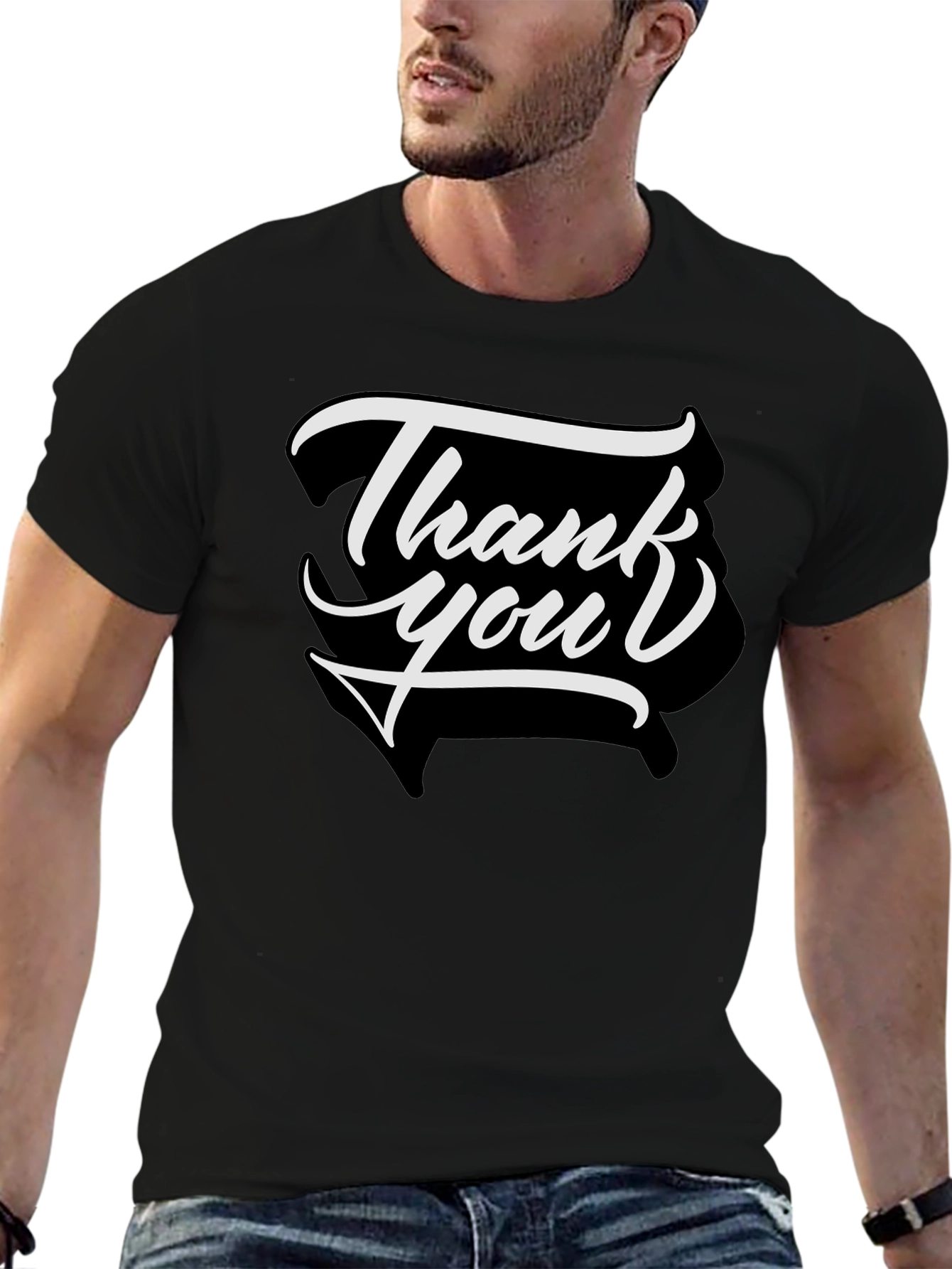 Thank You Graphic Tee - Stylish Cotton Blend T-Shirt