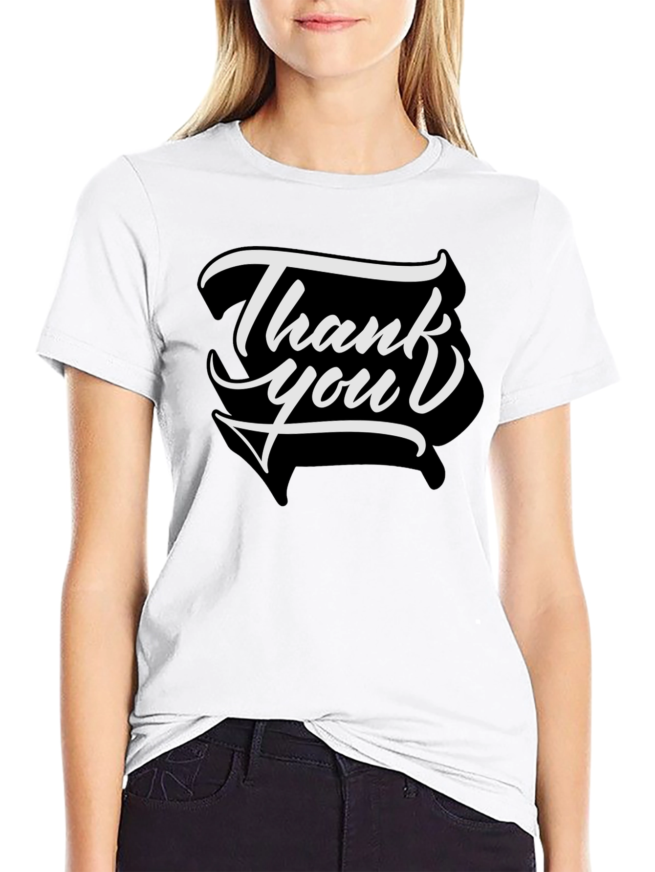 Thank You Graphic Tee - Stylish Cotton Blend T-Shirt