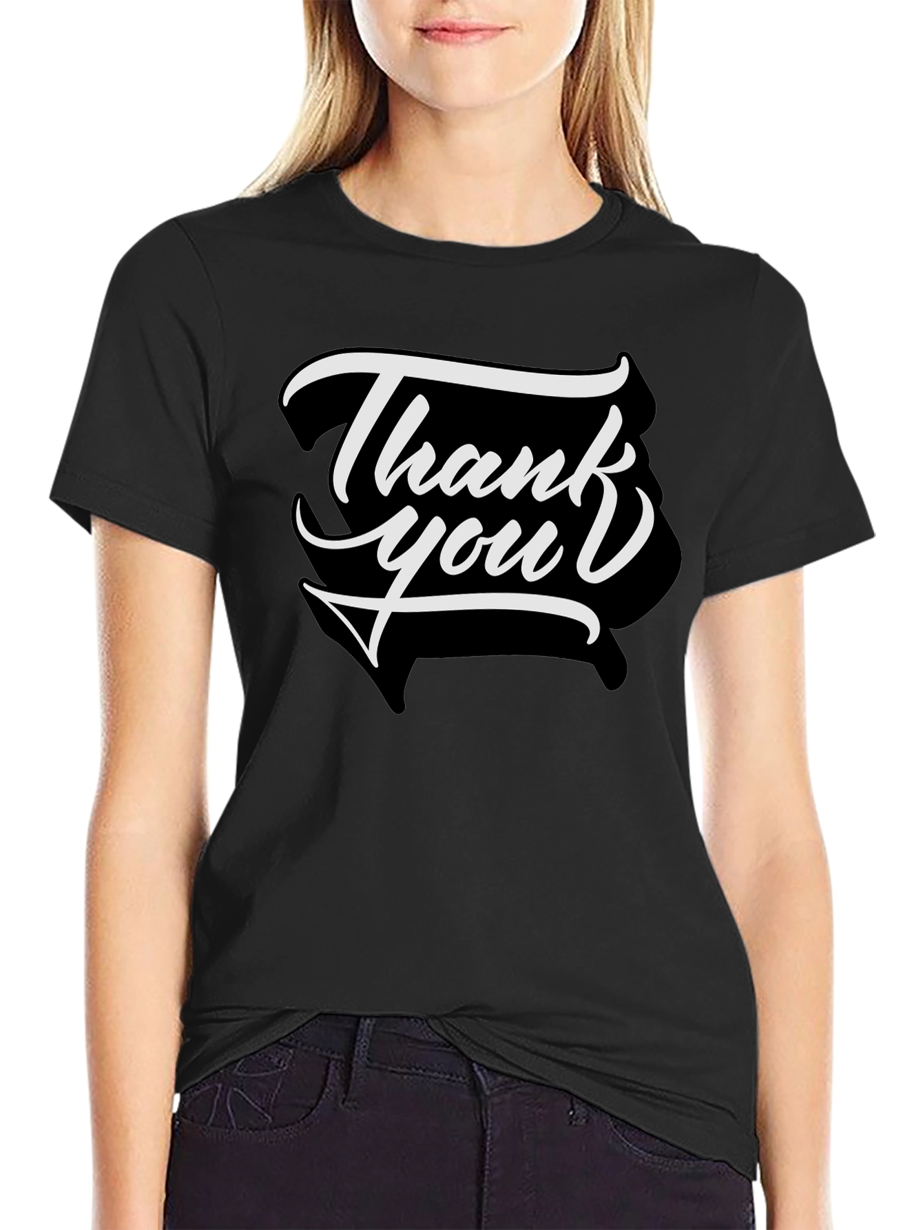Thank You Graphic Tee - Stylish Cotton Blend T-Shirt
