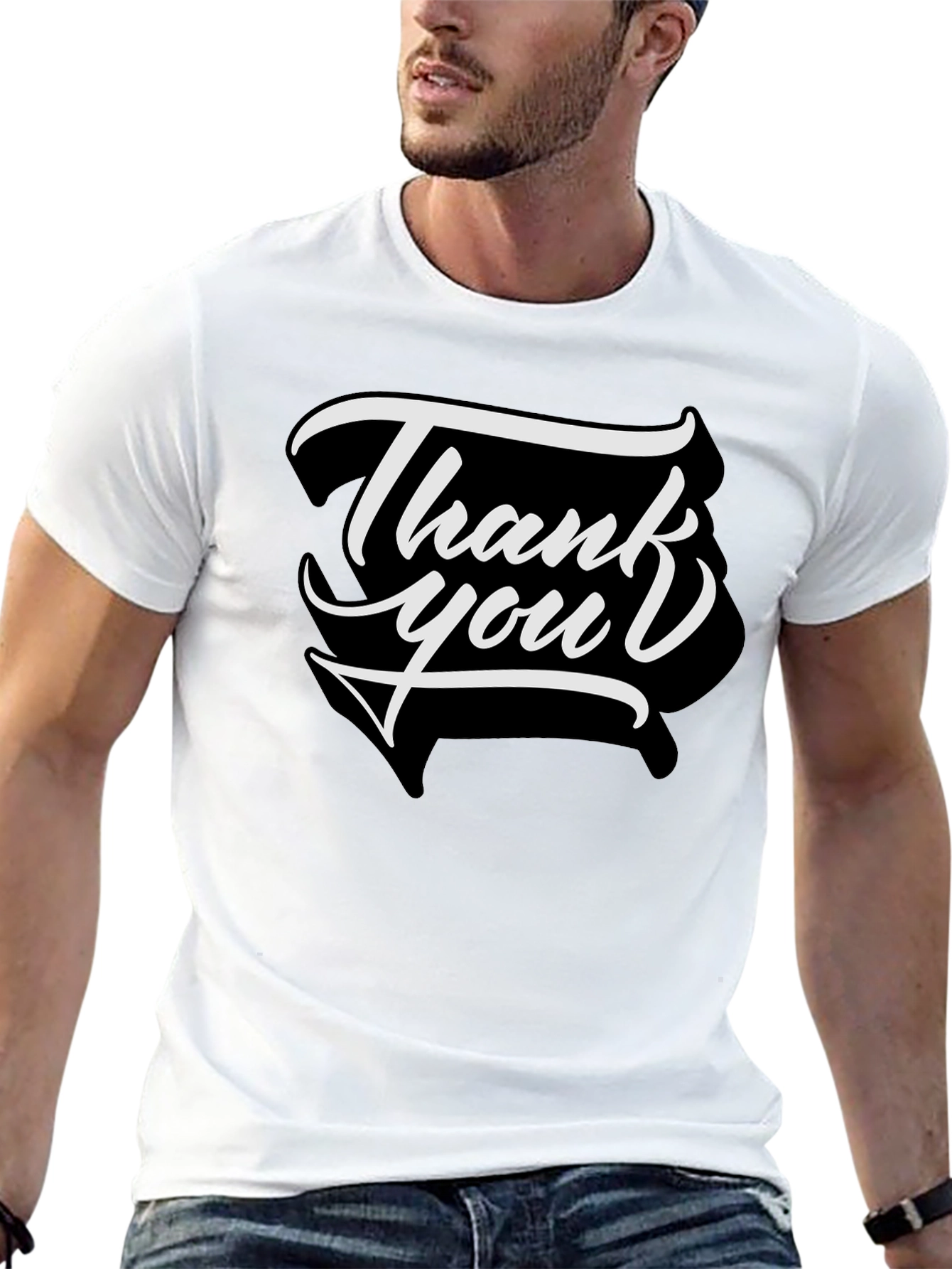 Thank You Graphic Tee - Stylish Cotton Blend T-Shirt