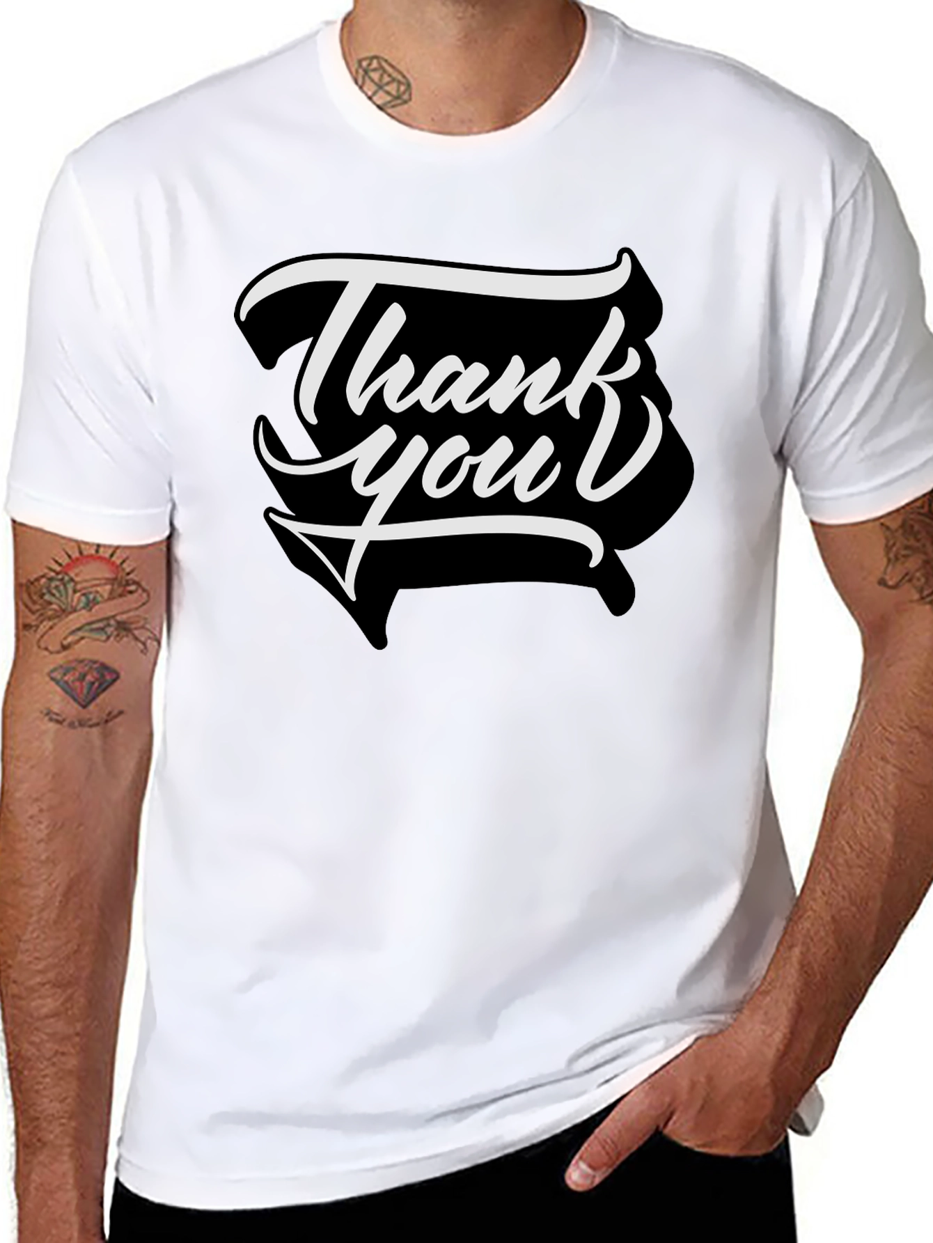 Thank You Graphic Tee - Stylish Cotton Blend T-Shirt