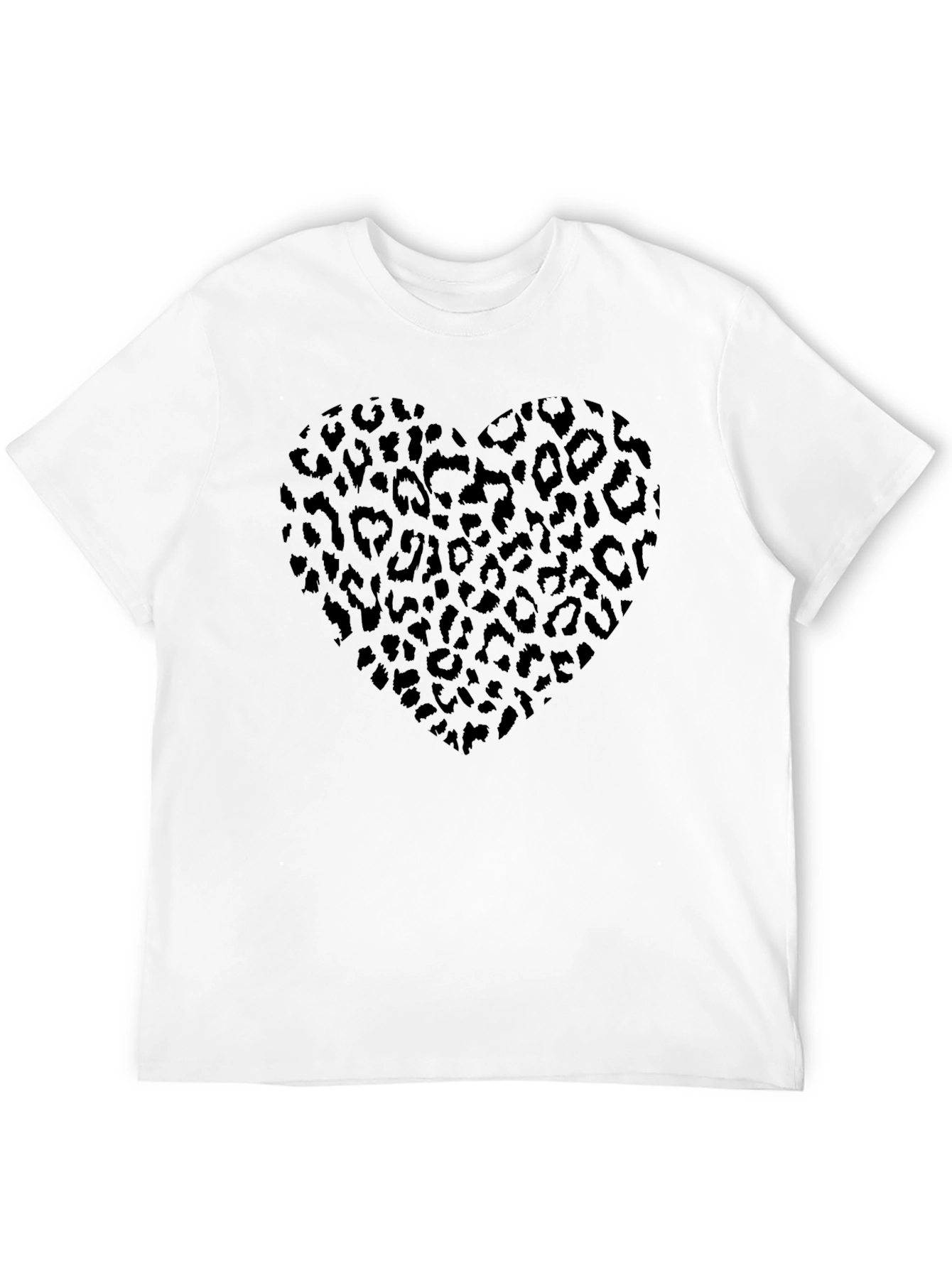 Leopard Heart Graphic Tee - Stylish Mens Black T-Shirt