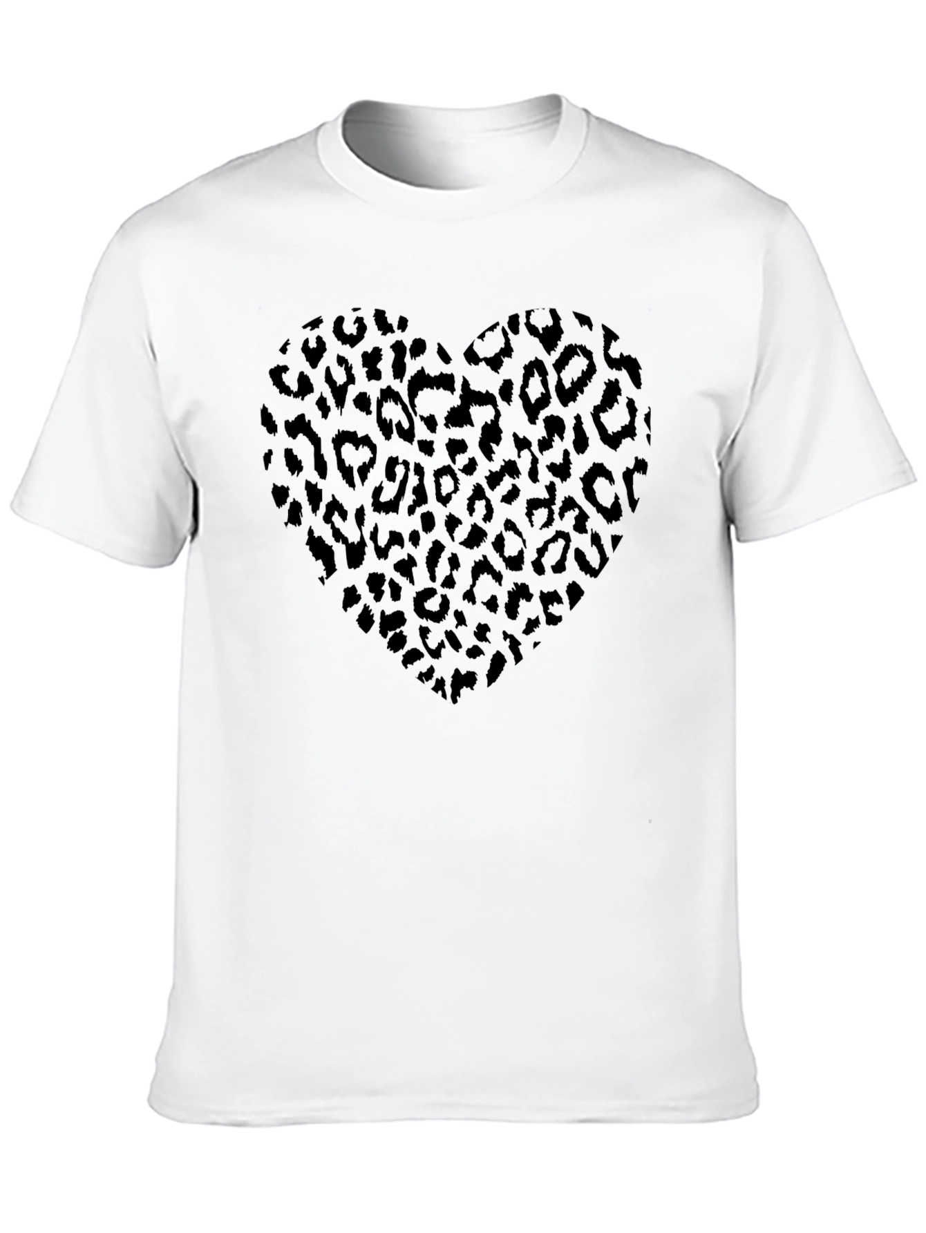 Leopard Heart Graphic Tee - Stylish Mens Black T-Shirt
