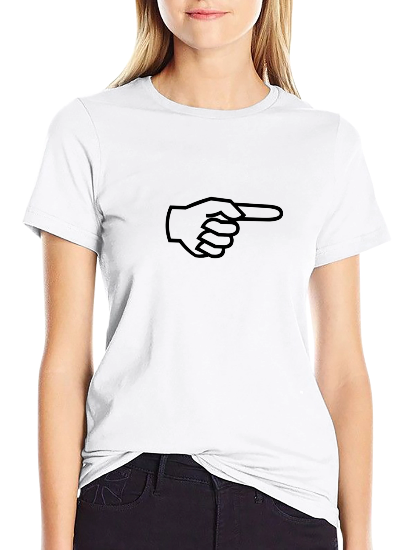 Pointing Finger Graphic Tee - Black Cotton T-Shirt