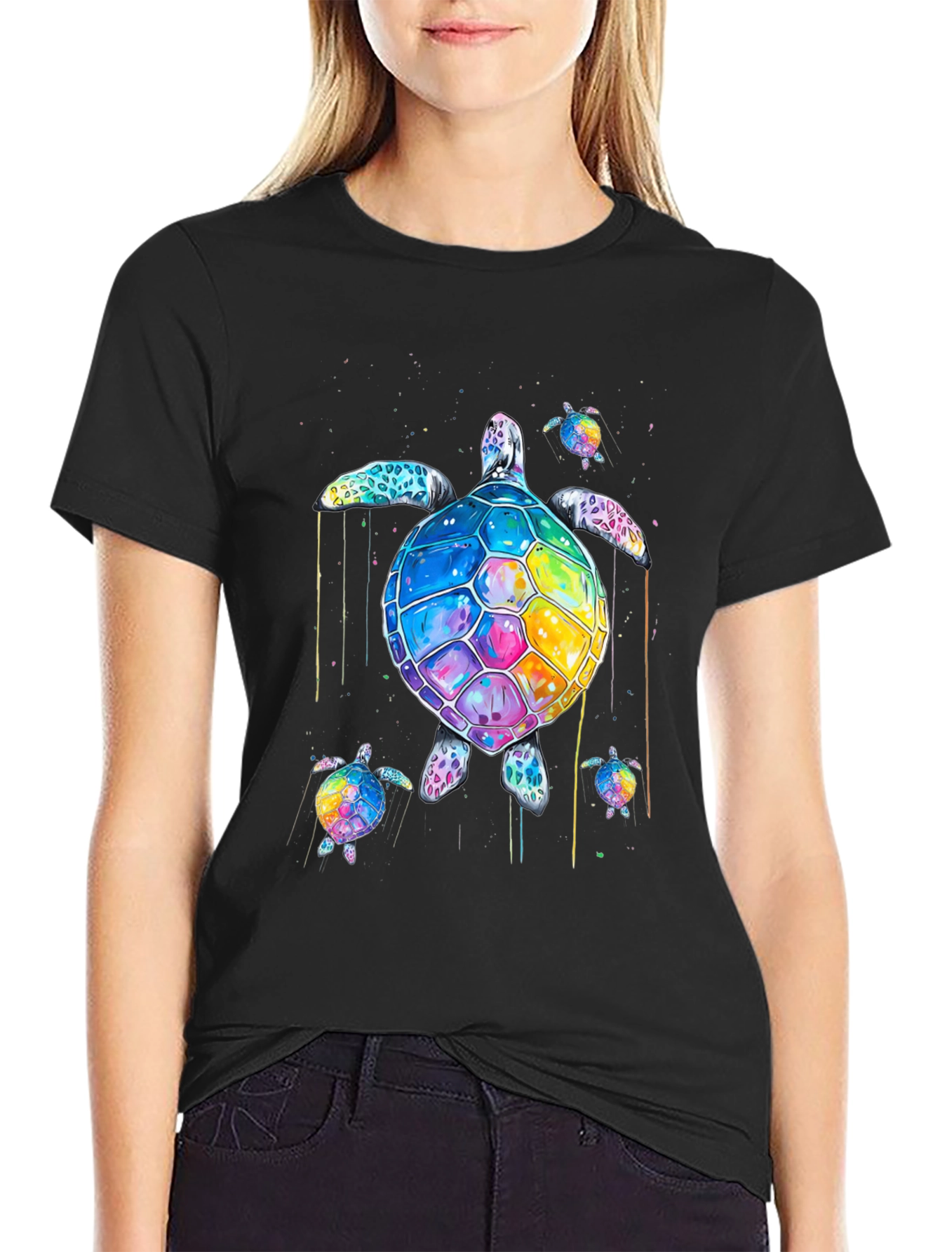 Rainbow Turtle Graphic T-Shirt