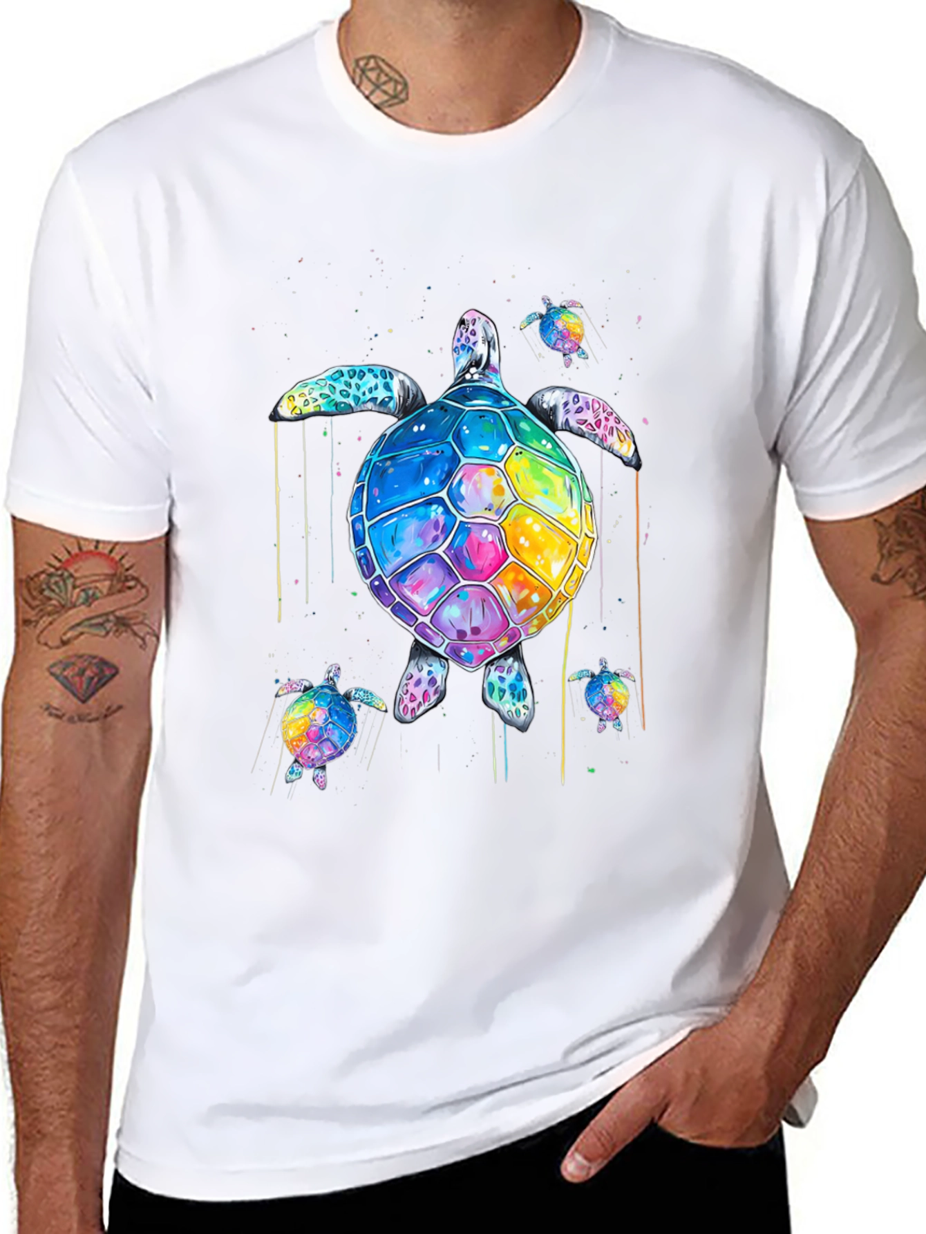 Rainbow Turtle Graphic T-Shirt