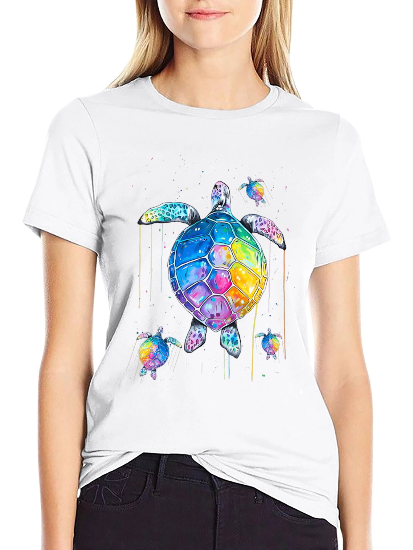 Rainbow Turtle Graphic T-Shirt