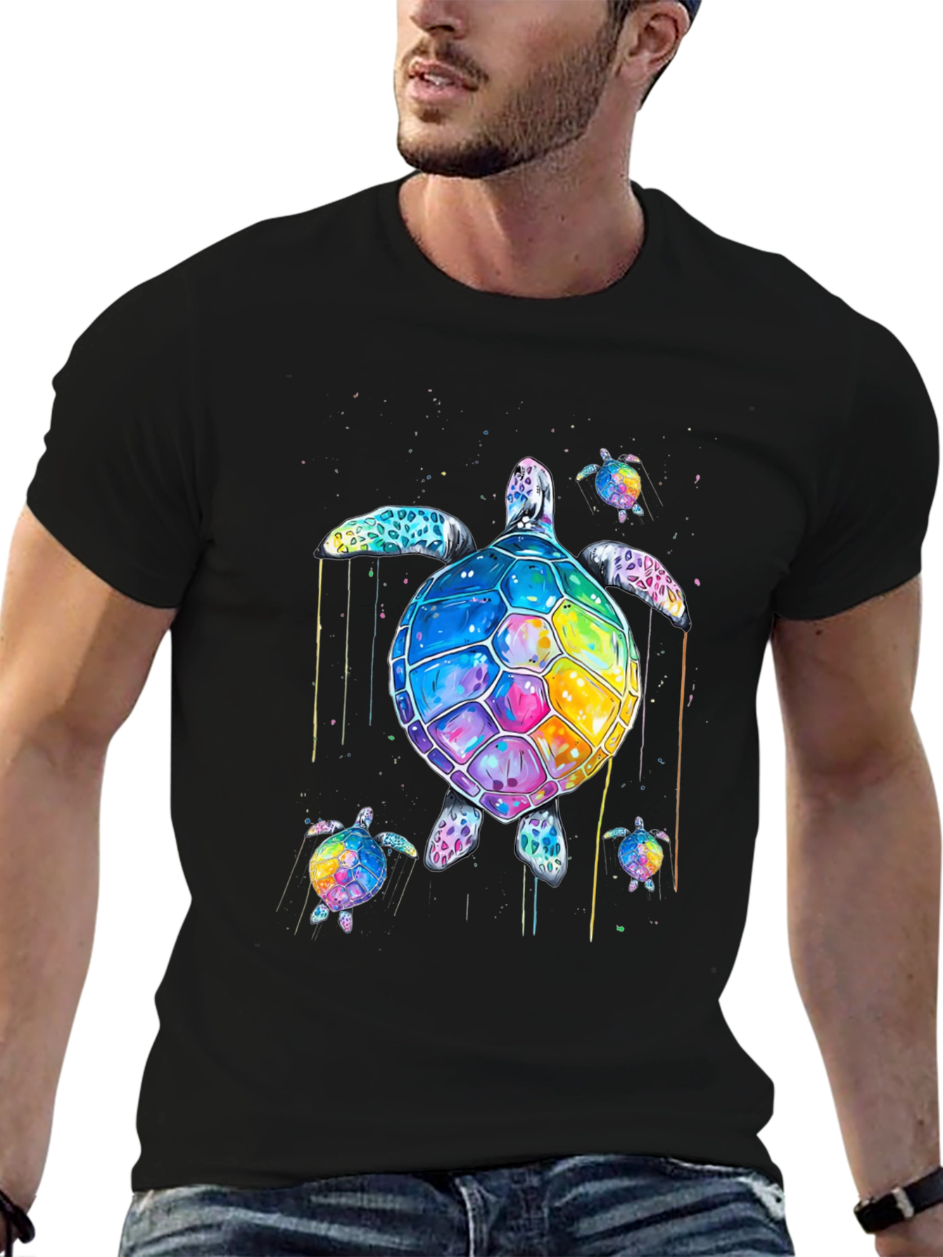 Rainbow Turtle Graphic T-Shirt