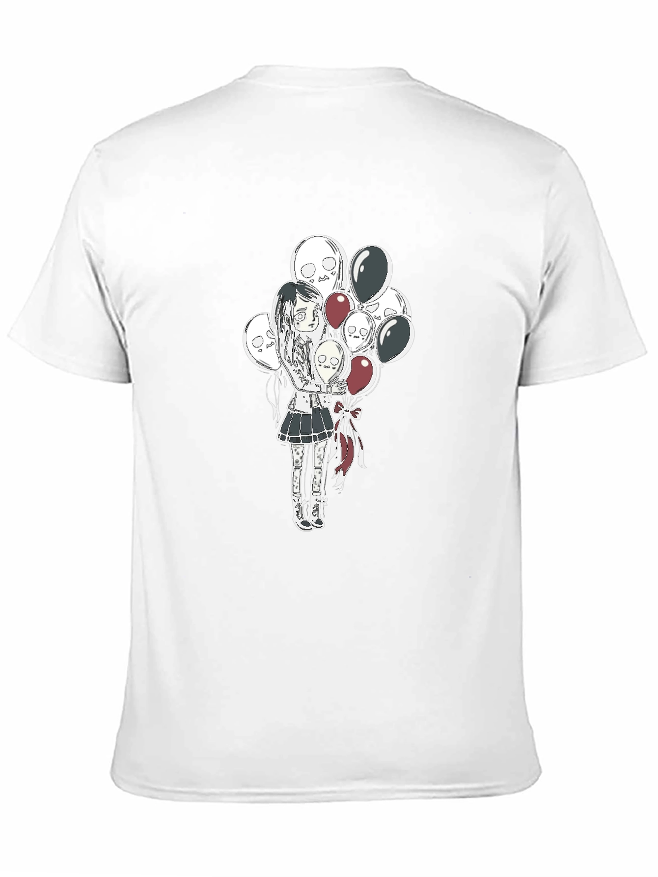 Gothic Girl with Skull Balloons Black T-Shirt