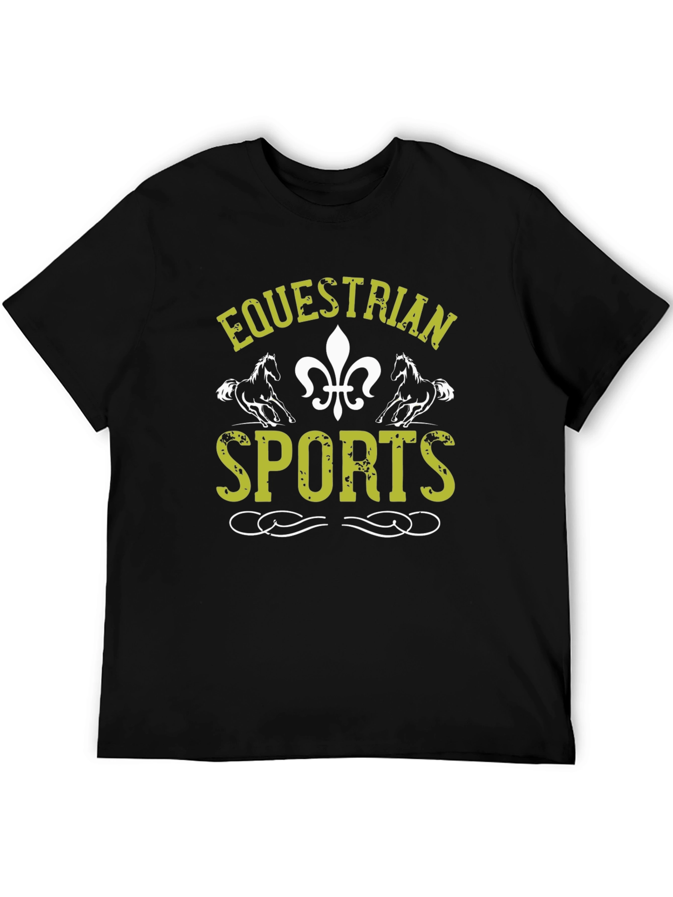 Equestrian Sports Graphic Tee - Black Cotton Shirt