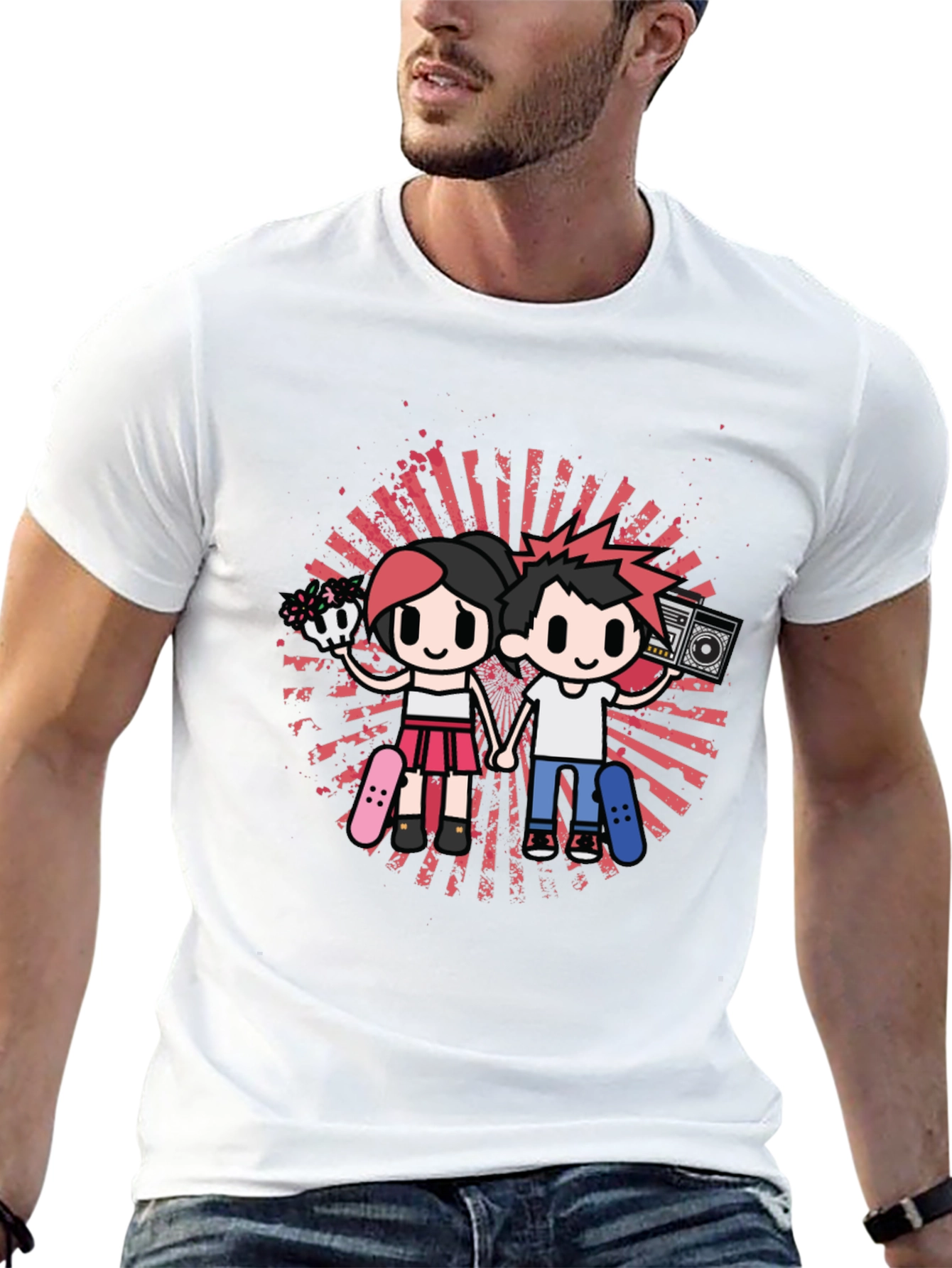 Cartoon Graphic Tee - Skaters