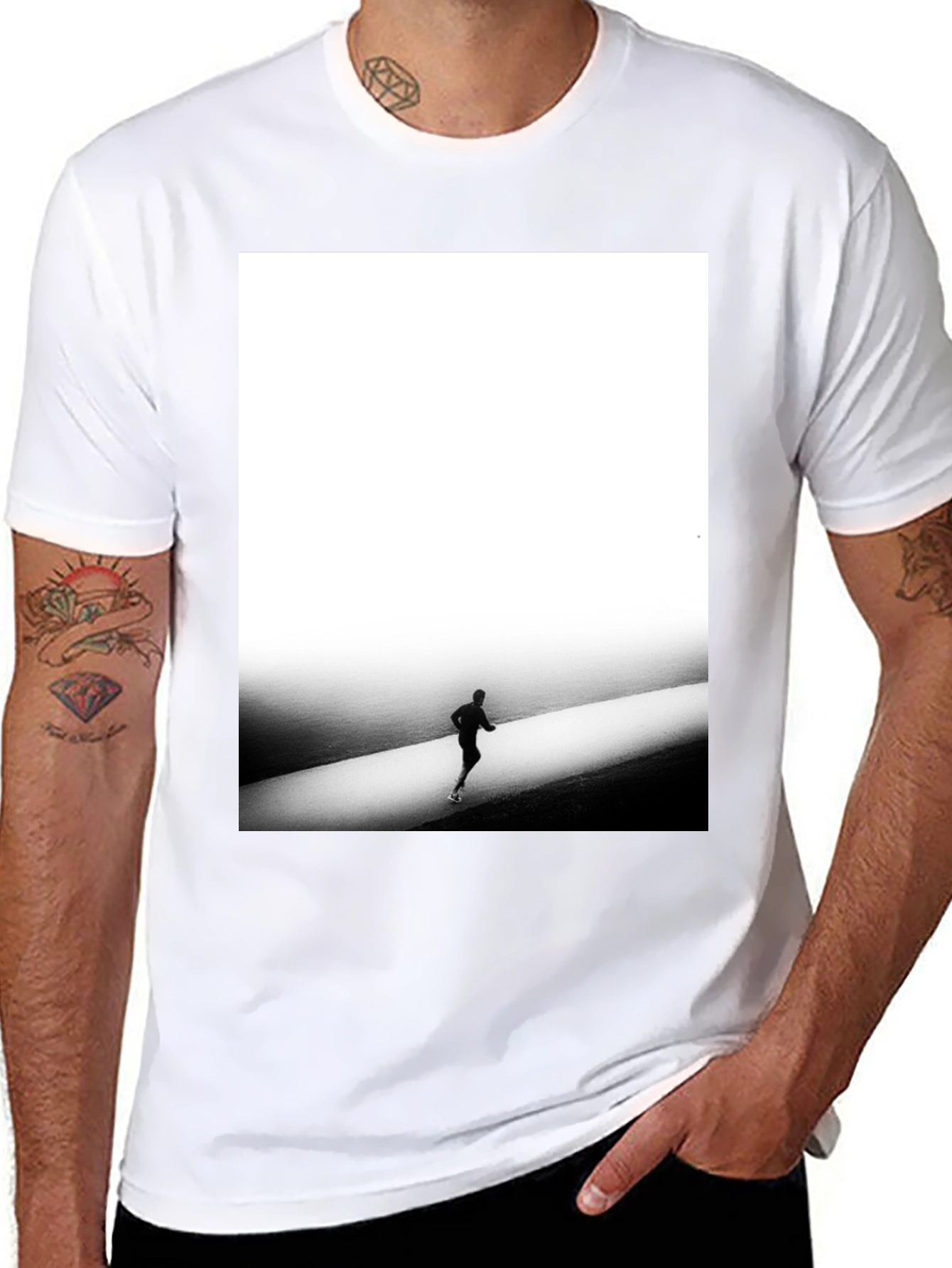 Minimalist Runner Graphic Tee - Black