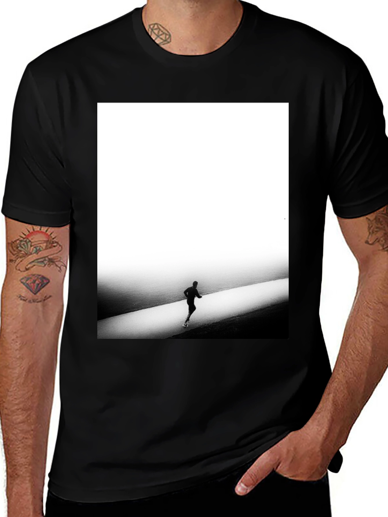 Minimalist Runner Graphic Tee - Black