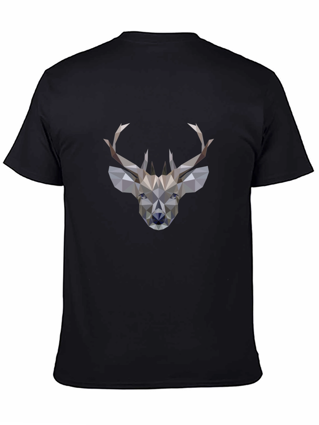 Geometric Deer Graphic Black T-Shirt